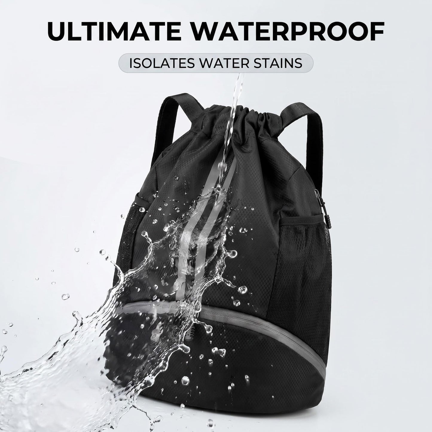 MWODC 2-Pack Drawstring Backpack Bags with Shoe Compartment, Large Capacity Basketball Bag, Water-Resistant, Lightweight, for Soccer, Basketball, Sports, Swimming, Beach, Soccer Bag for Men