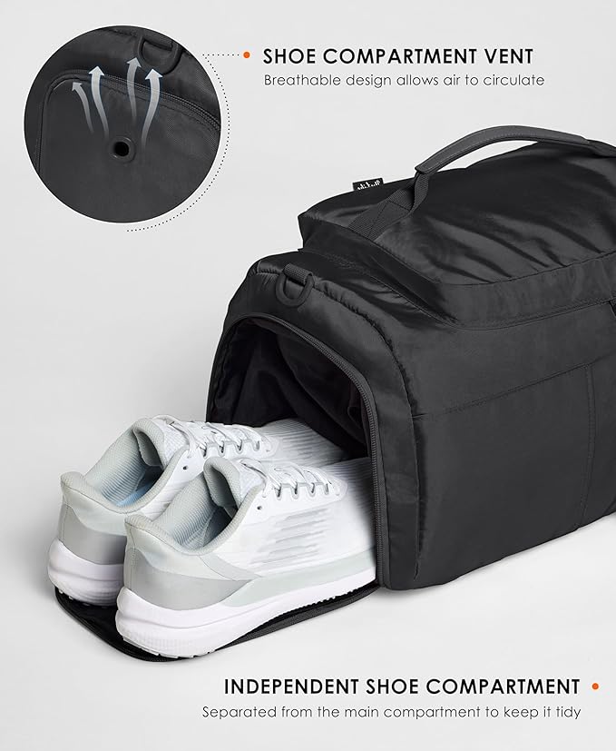 Gym Bag for Women Workout Gym Backpack with Shoe Compartment Sports Duffel Bag Multiple Pockets 30L (Black)