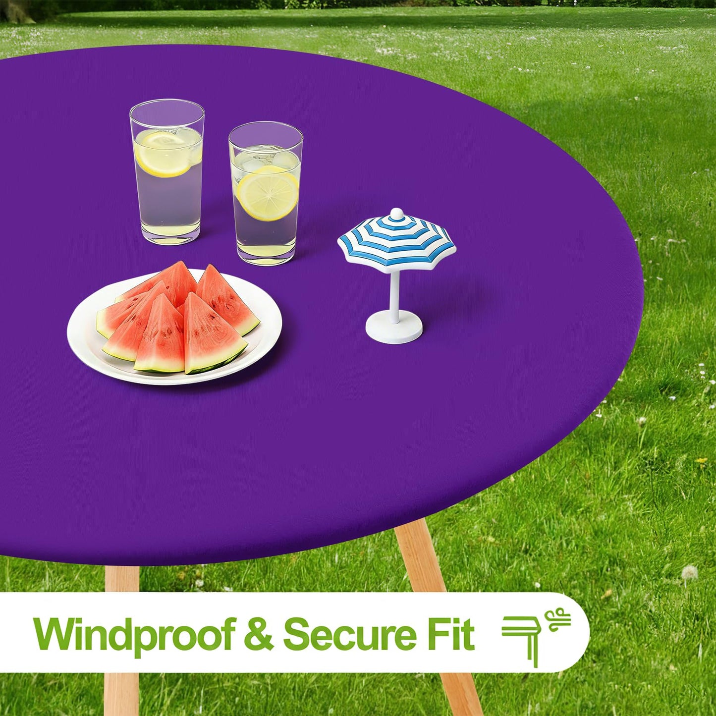 Smiry Round Spandex Tablecloth, Elastic Fitted Washable Tablecloths for 57"-68" Tables, Waterpoof Stretch Picnic Table Cover for Dining, Indoor and Outdoor, Purple