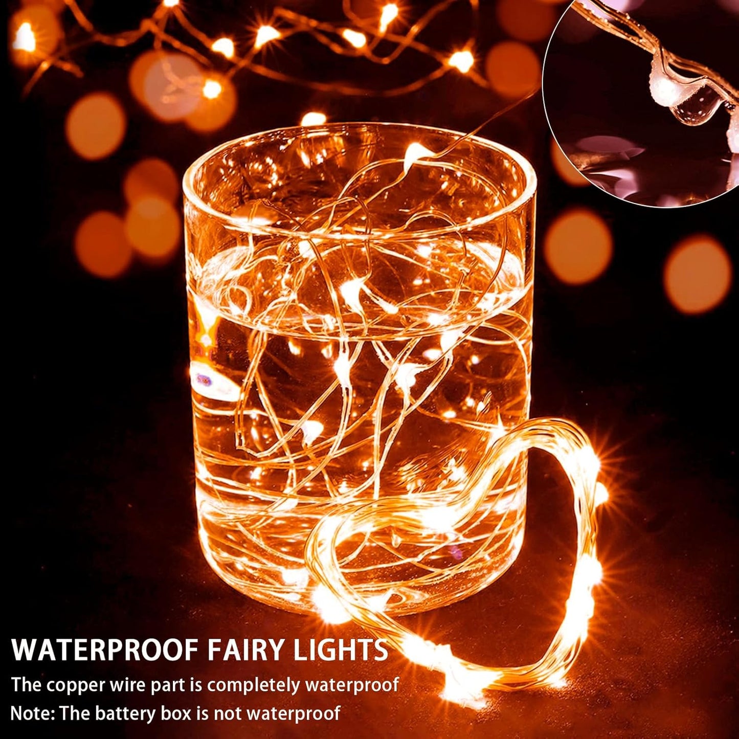 Skiennix 12 Pack Orange Fairy Lights - 7Ft 20 LED Twinkle String Lights | Battery Operated & Waterproof for Parties, Weddings, & Holidays
