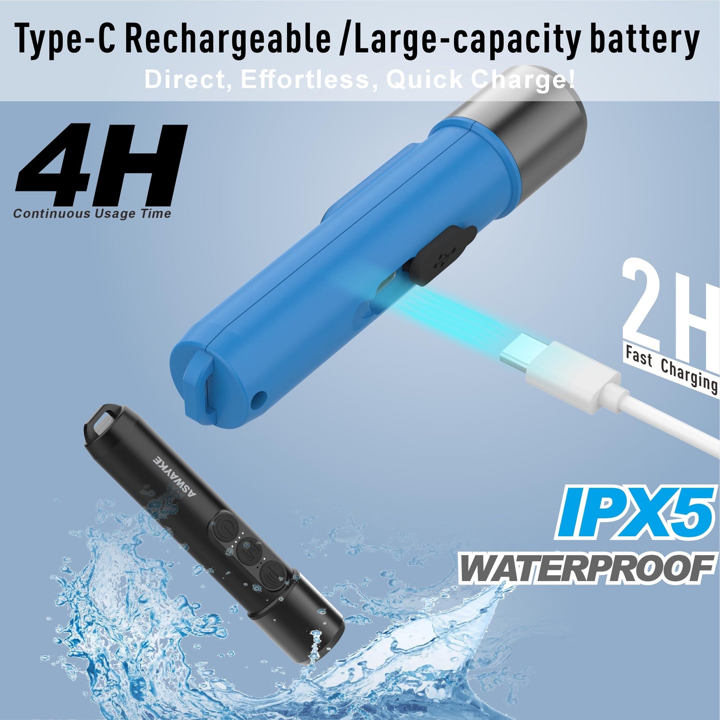 aswayke Electronic Whistle Set of 2-125dB Loud Rechargeable Whistle, Type-C Charging, 4-Level Volume, IPX5 Waterproof for Coaches, Referees, Basketball & Dog Training