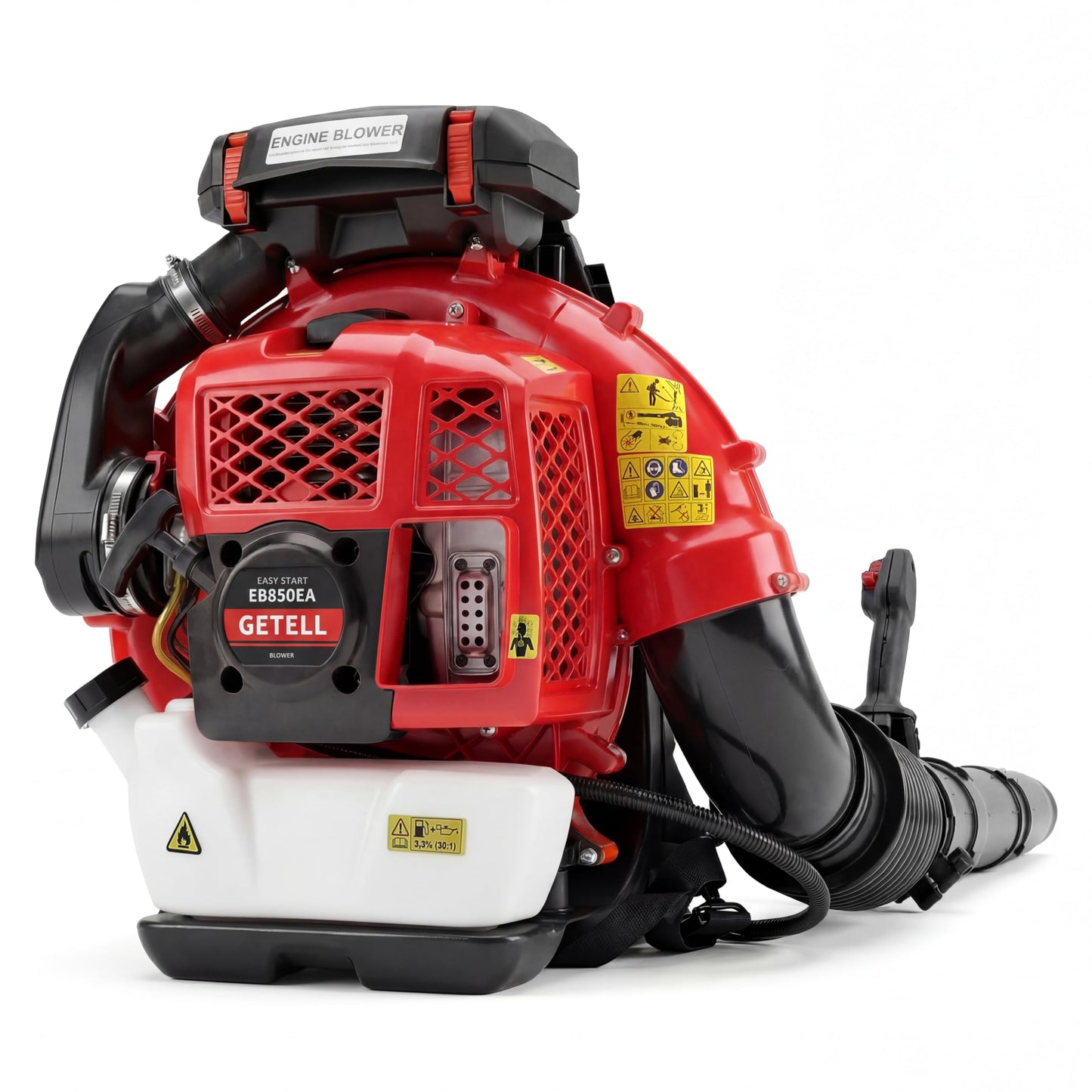 Getell 80cc Gas Backpack Leaf Blower, 900CFM 206MPH 2-Stroke Engine, Heavy-Duty Leaf & Snow Blower for Lawn, Garden & Commercial Use (Red)