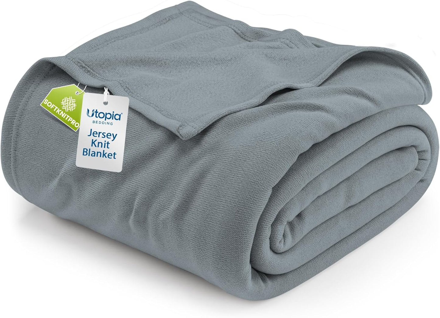 Utopia Bedding Knit Blanket - Soft Lightweight Jersey | Queen Size 90x90 Inches, Grey