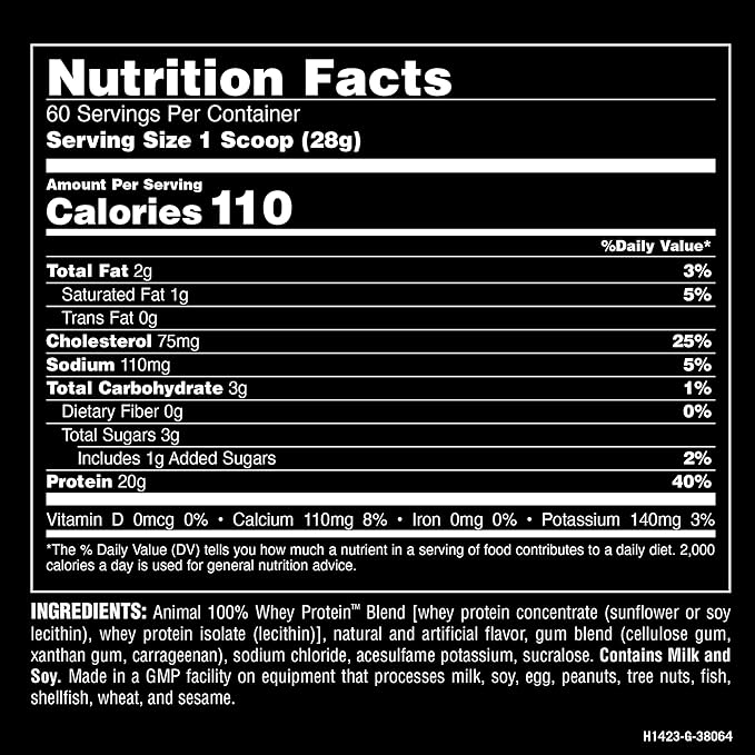Animal 100% Whey Protein Powder ??Whey Blend for Pre Workout or Post Workout, Recovery, or an Anytime Low Sugar Protein Boost Meal Replacement with BCAA Branched Chain Amino Acids ??Vanilla, 4 lb