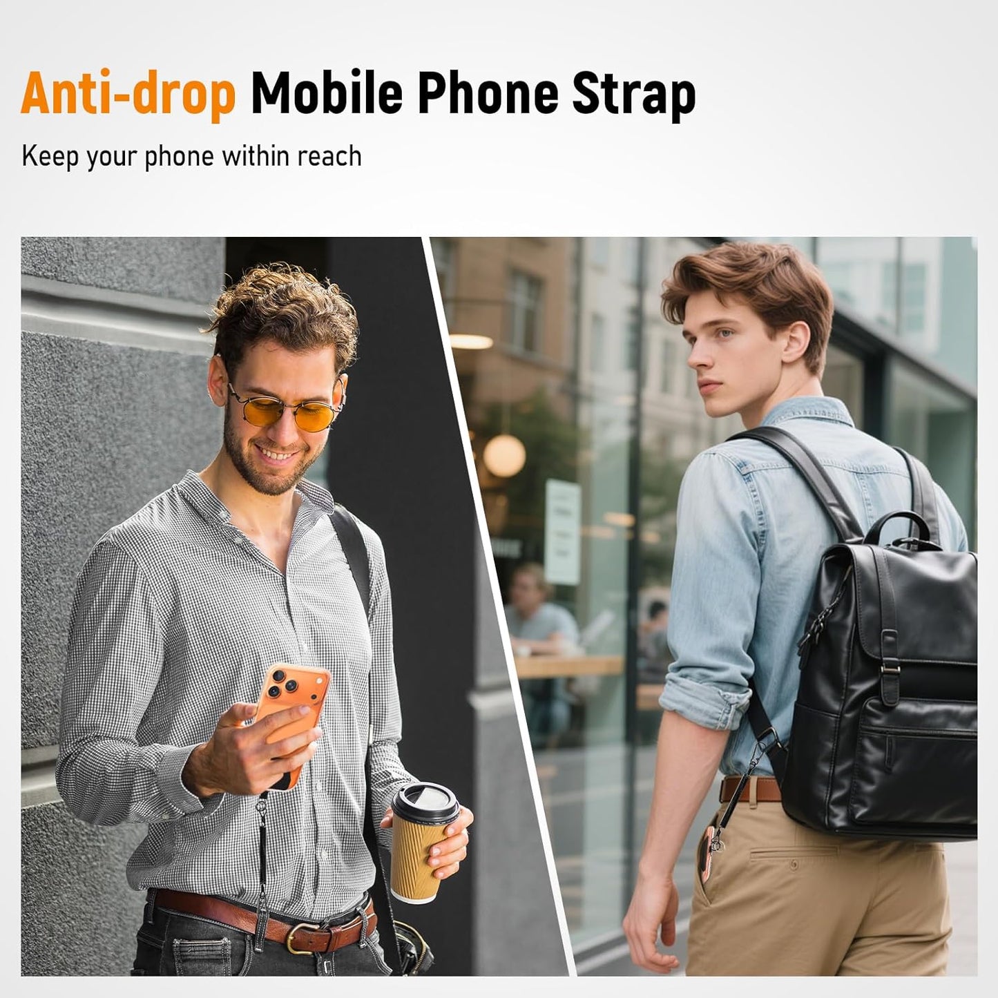 2 Pack Dadanism Phone Tether Lanyard, Anti-Theft & Anti-Drop Phone Strap, Spiral Retractable Safety Coiled Lanyard