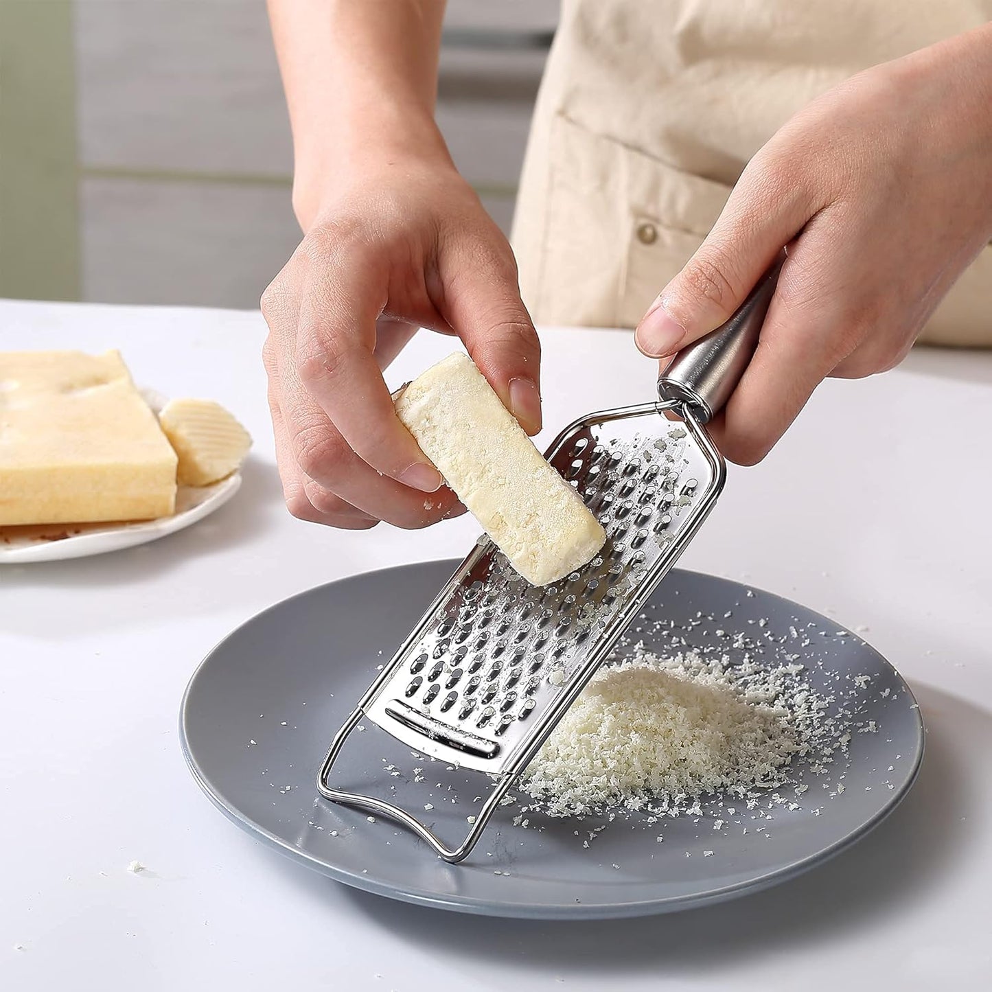Tongjude Stainless Steel Cheese Grater Set - 5-Piece Kitchen Grater, Peeler, Slicer & Zester with Cleaning Brush