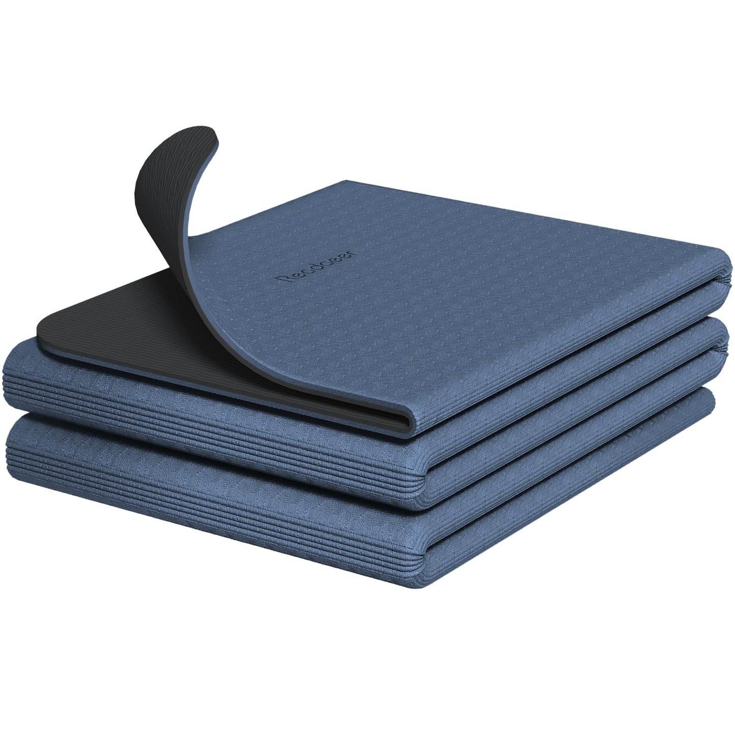 Readaeer Foldable Yoga Mat for Travel Folding Yoga Mat 6mm Thick with Carrying Bag, Non-Slip TPE Exercise Pilates Mat for 72" L x 24" W x 0.24 Inch (Blue)