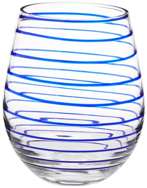 Kate Spade New York Charlotte Street 2Pc Stemless Wine Glass, 2 Count (Pack of 1), Blue