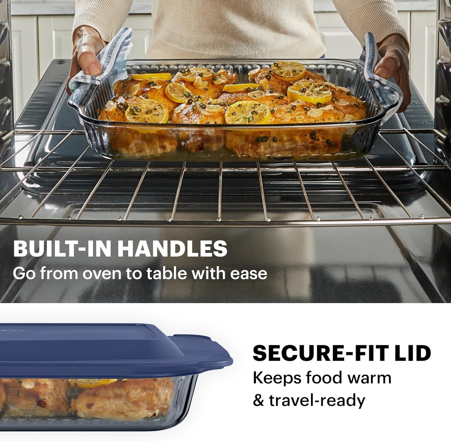 Pyrex Colors Tinted Glass Baking Dish - 9x13 Oblong Bakeware with BPA-Free Lid | Casserole & Lasagna Safe