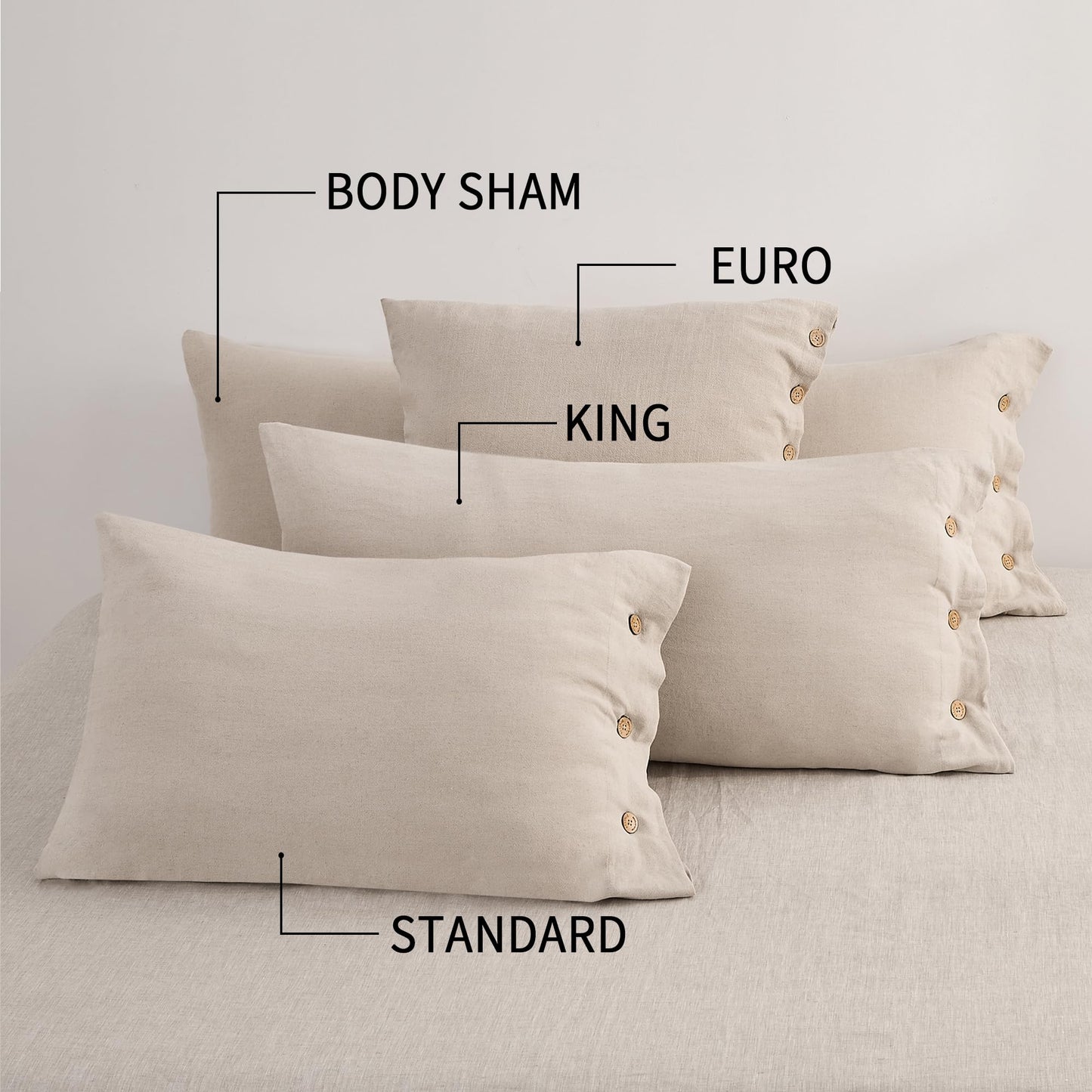 ATLINIA Linen Pillow Cases Standard Size - 20"x 26" Pillowcase Set of 2, Button Closure Cooling Breathable Pillow Cover, Bed Flax Linen Cotton Blend Farmhouse Netural Pillow Sham Linen Color