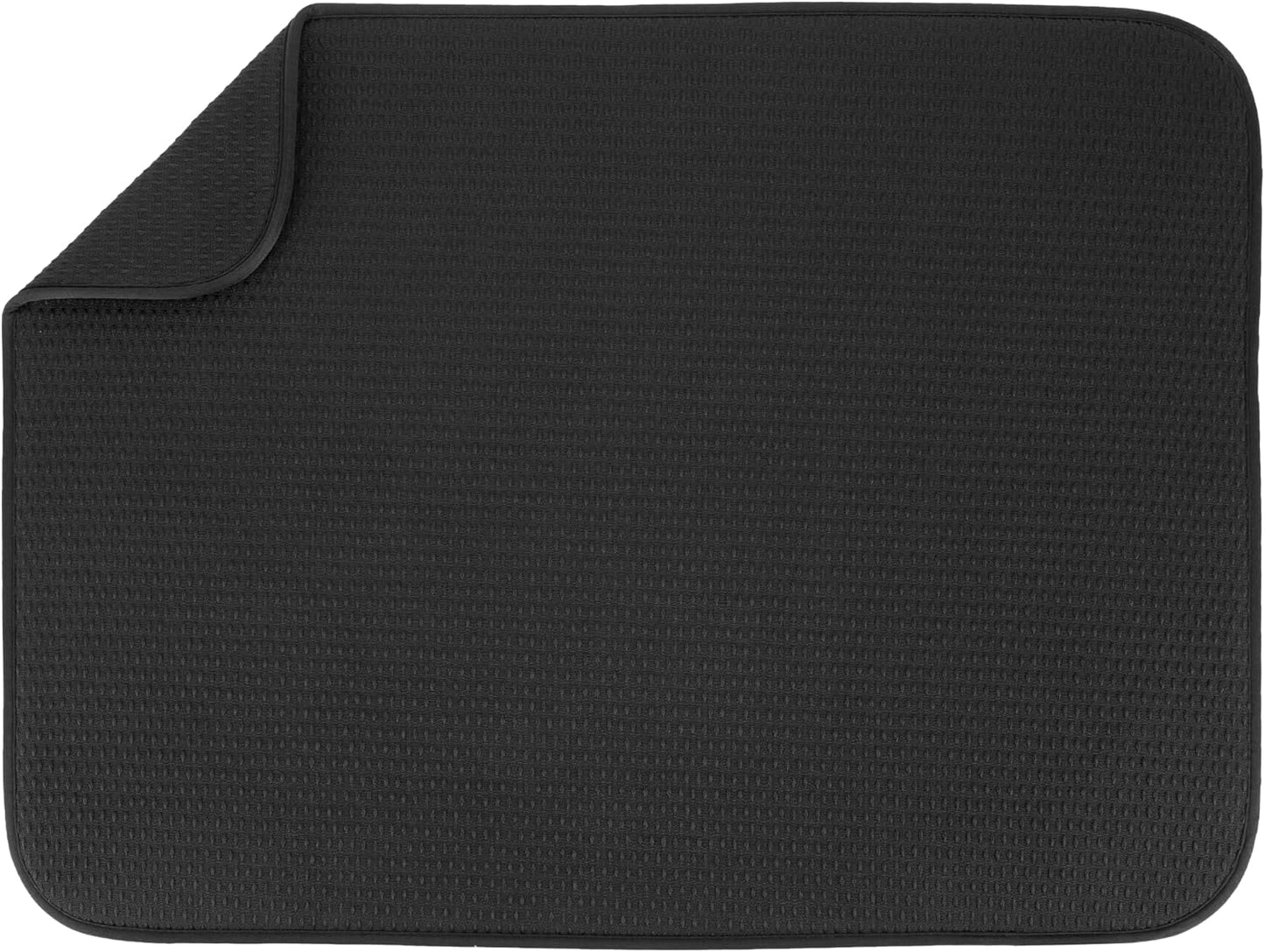 S&T INC. XL Dish Drying Mat - Absorbent Microfiber Kitchen Counter Pad, 18” x 24”, Black Diamond Texture