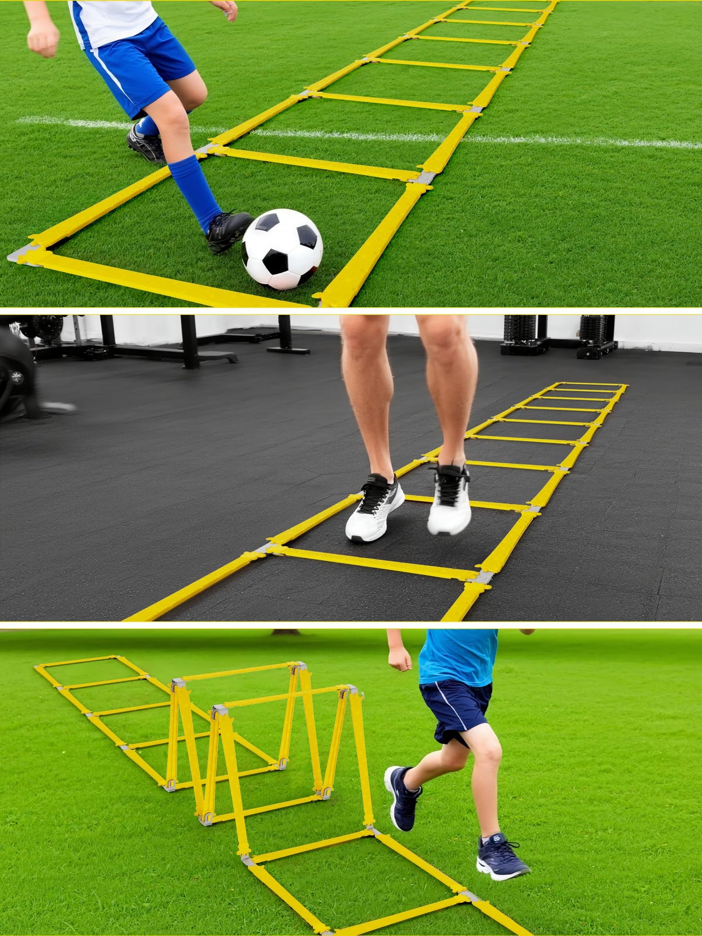 TONTATTA Tangle-Free Agility Ladder for Kids/Athletic – Multi-Use Speed Training Ladder for Footwork Drills/Football/Soccer/Boxing - Agility Equipment for Workout/Exercise/Fitness – 10 Rung - Yellow