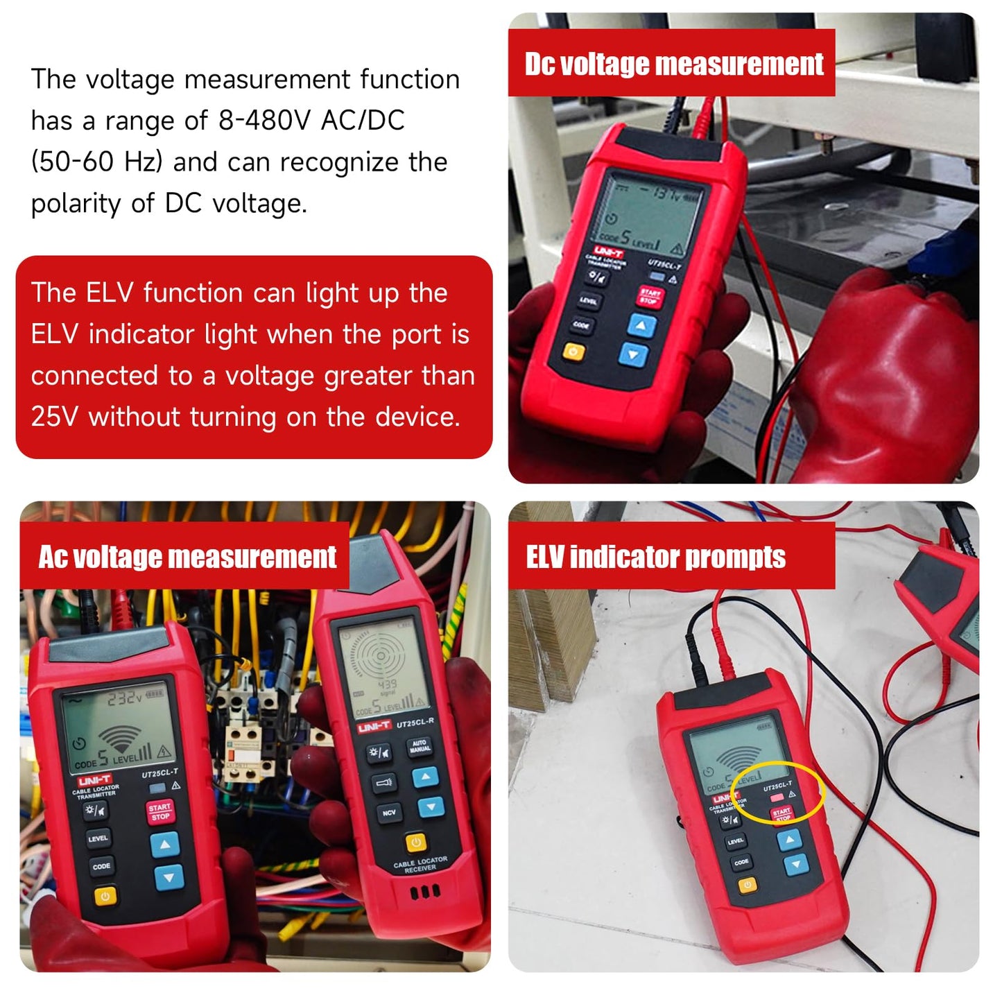 UNI-T Underground Cable Locator,UT25CLCircuit Breaker Finder,80 to1000V(NCV)line detector,8 Ft Max Detect Depth Cable Tester,For Cables Irrigation,House cable,underground pipeline short Circuit Finder