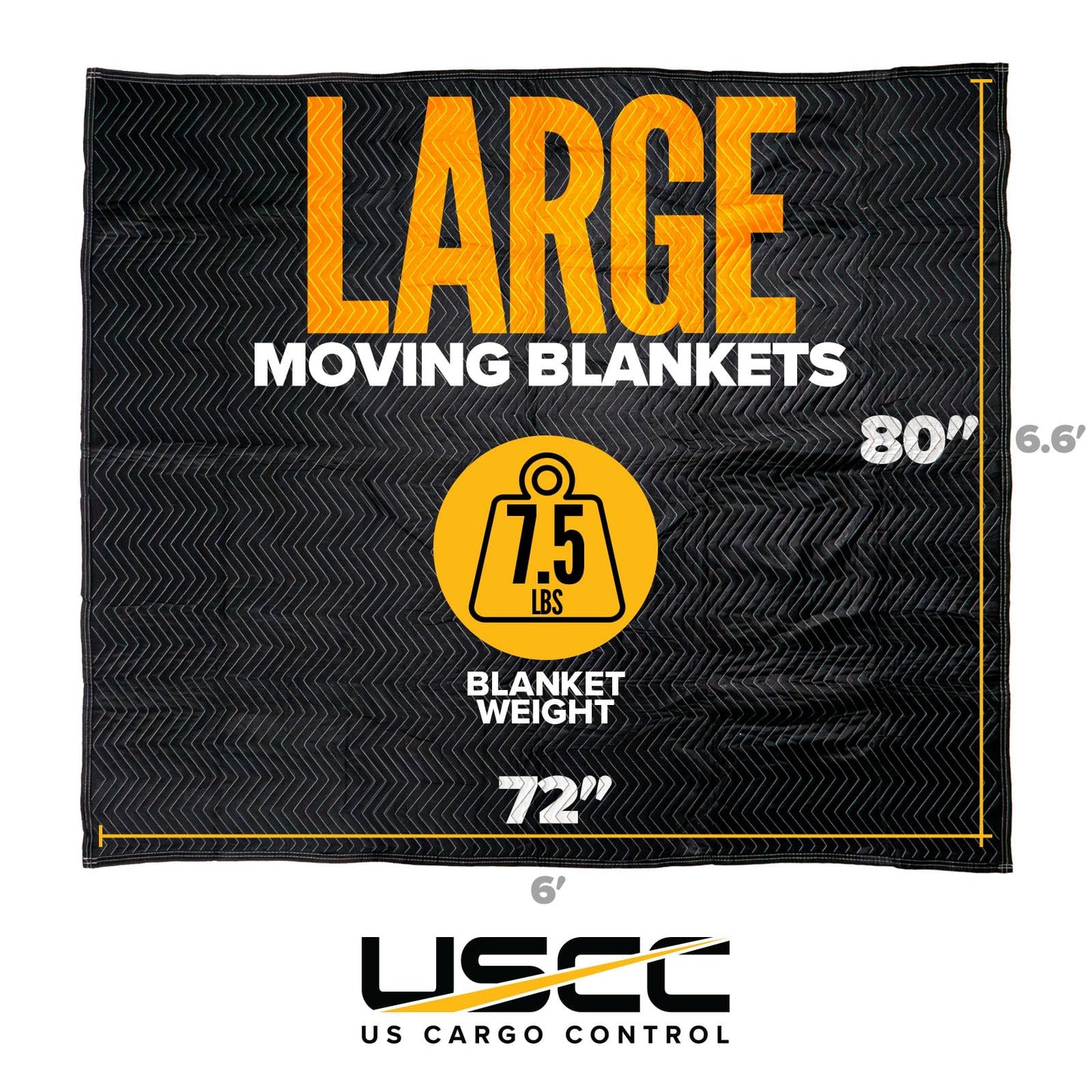 US Cargo Control Moving Blankets Heavy Duty 72"x80" 4-Pack (95 lbs/doz), Padded Furniture Blankets for Moving, Shipping, and Storage, Professional Quilted Furniture Pads, Tough Black Polyester