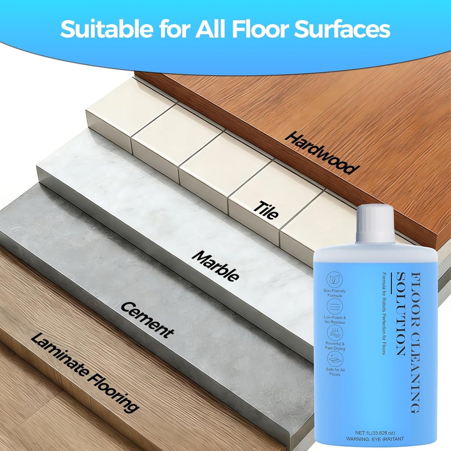 Skiennix Floor Cleaning Solution - Versatile Cleaner for Hardwood, Tile & Laminate Floors | 1L (33.8 Fl. Oz)