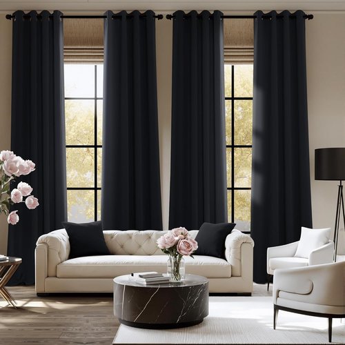 NICETOWN Blackout Curtains - Grommet 2 Panels for Ultimate Light Blocking | 95 Inches Long, Black