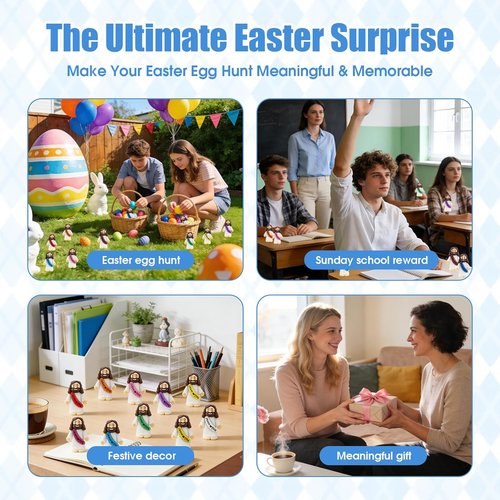 Little Jesus Figures - 40 Pcs Mini Christ Figurines in Multicolor | Perfect for Easter, Baptism & Gifts