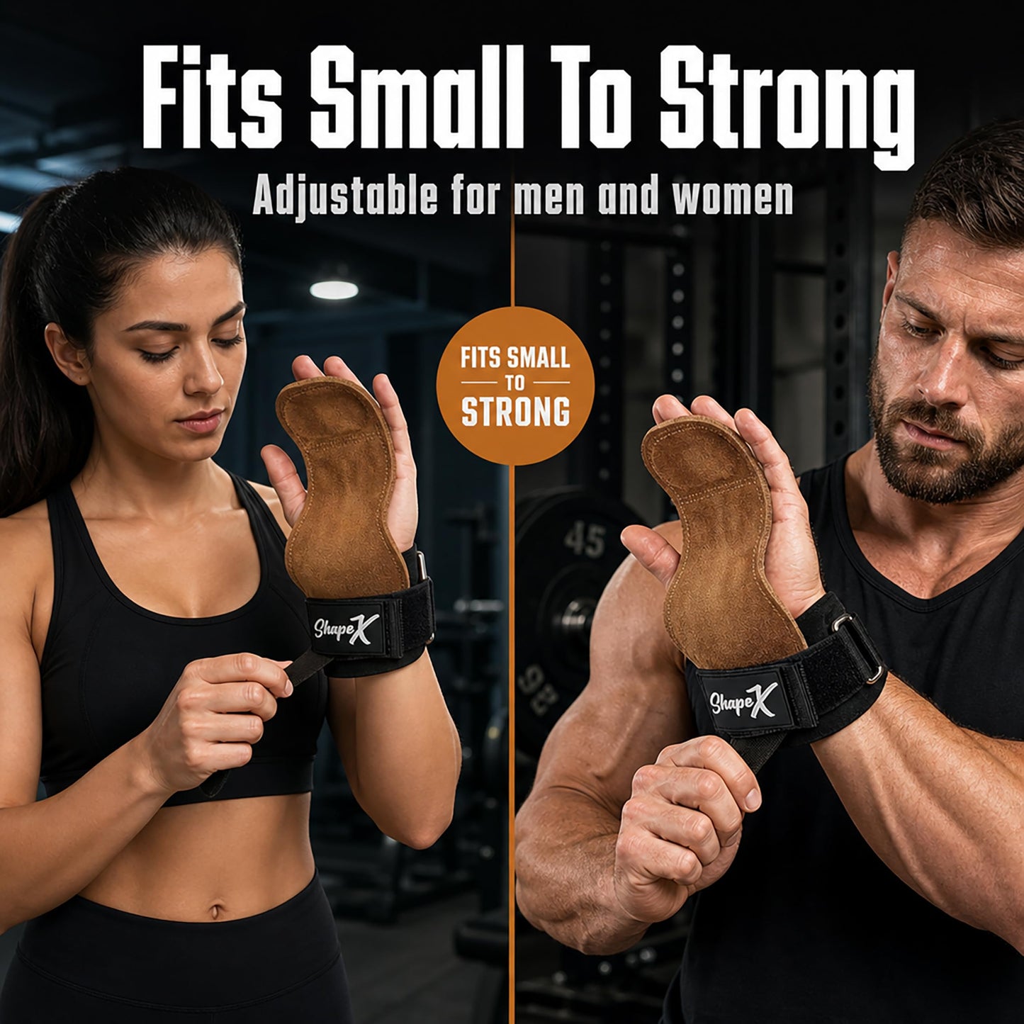 ShapeX Pull up Hand Grip for Men and Women - Weight Lifting Straps for Deadlift - Replacement for Versa, Crossfit Grips - Gym Hand Strap for Excercise and Gymnastics