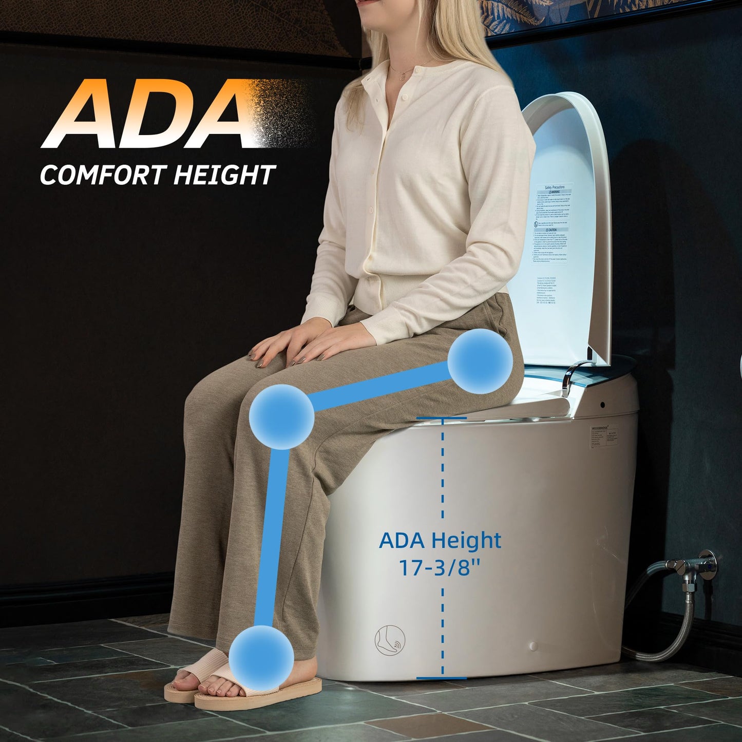WOODBRIDGE Smart Toilet, Auto Open & Close, Auto Flush, Foot Sensor, Cleaning Foam Dispenser, Heated Seat and Chair Height Design, EBT230