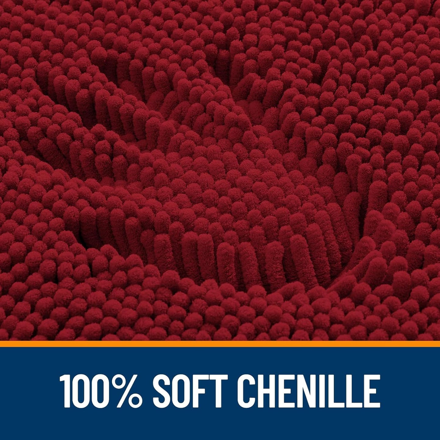 OLANLY Large Bathroom Rugs - Extra Soft Chenille Bath Mats | Quick-Dry, Machine Washable, 40x24, Red