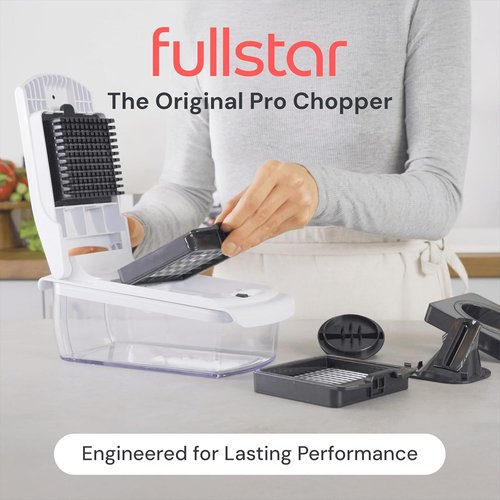Fullstar Vegetable Chopper & Mandoline Slicer - 7-in-1 Food Chopper with Container & Cheese Grater, White
