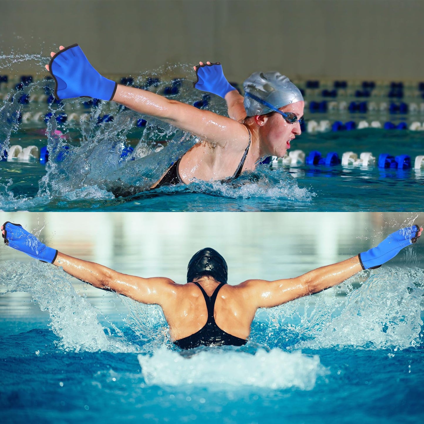 WinnerWhy Water Aerobics Set for Aquatic Exercise 1 Pair Swimming Glove 2 Pcs Foam Swim Aquatic Cuffs Water Weights Pool Resistance Fitness Equipment for Swimming Training Workouts(Blue)