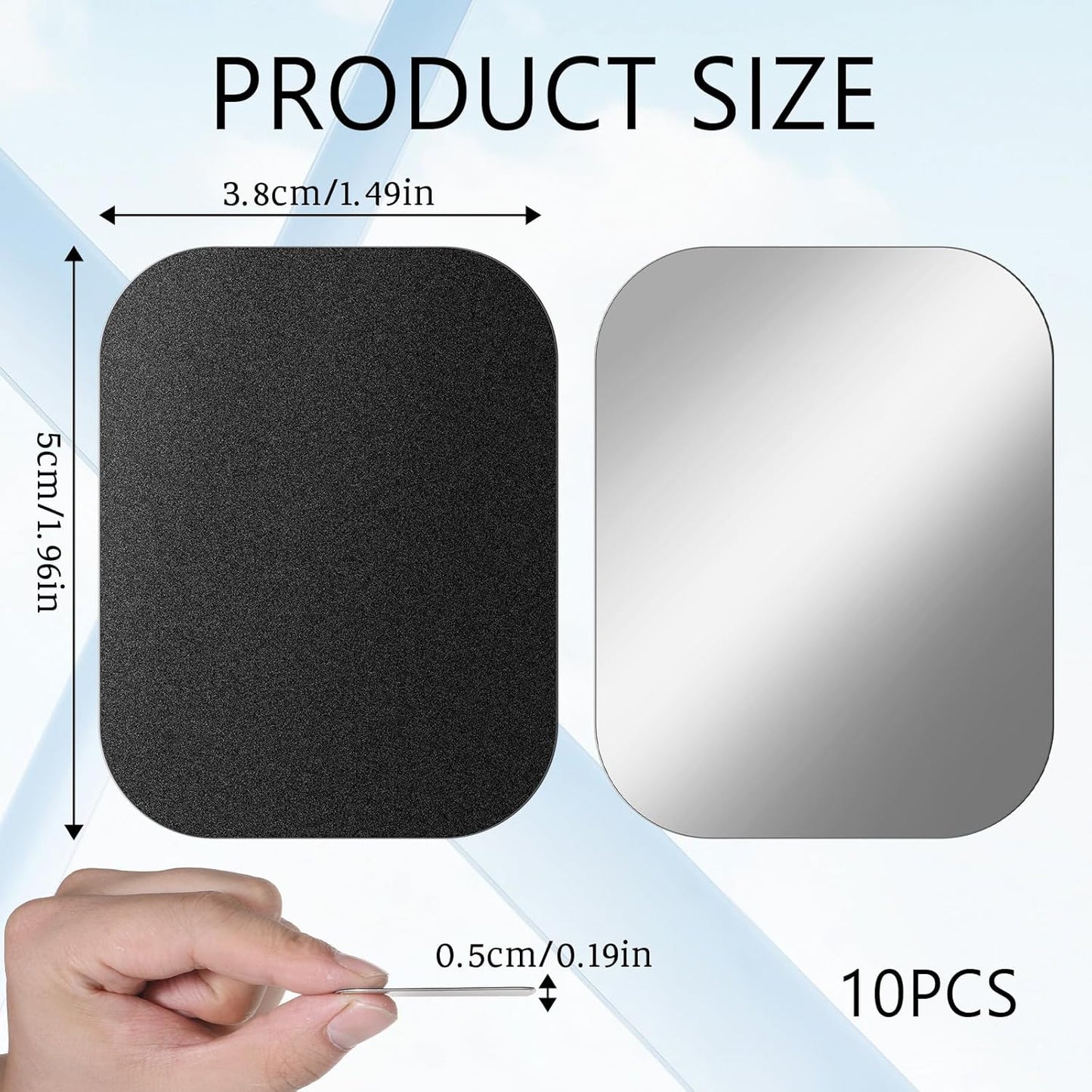Bruislard 10 2x1.5in Pcs Adhesive Metal Plates for Magnetic Mount, Rectangular Steel Sheets Cell Phone Case Back Magnet
