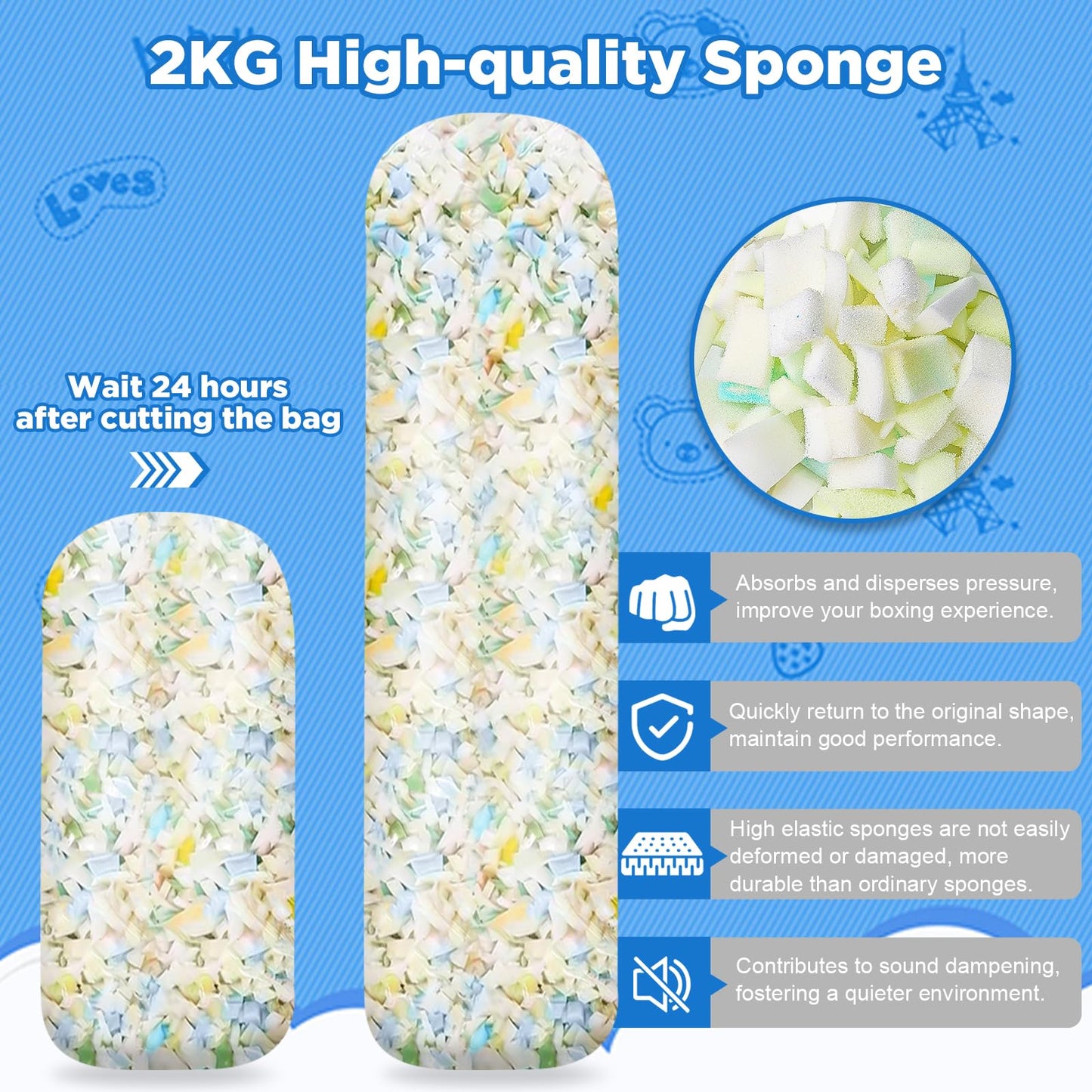 Kids Punching Bag Set, 2.75ft Filled Heavy Bag Kickboxing Bag with 2KG Sponge & 6oz Gloves, Hanging Boxing Bag for Kids Youth Boxing, MMA, Muay Thai, Karate, Martial Art, Home Gym Training