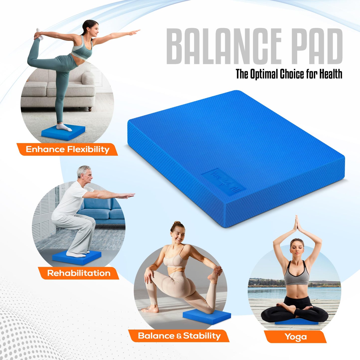 Yes4All Balance Pad, Nonslip TPE Foam Balance Pad with Upgraded Sizes - L, XL, XXL Balance Mat for Fitness, Yoga & Stability Training - Multicolor Options - L, Blue