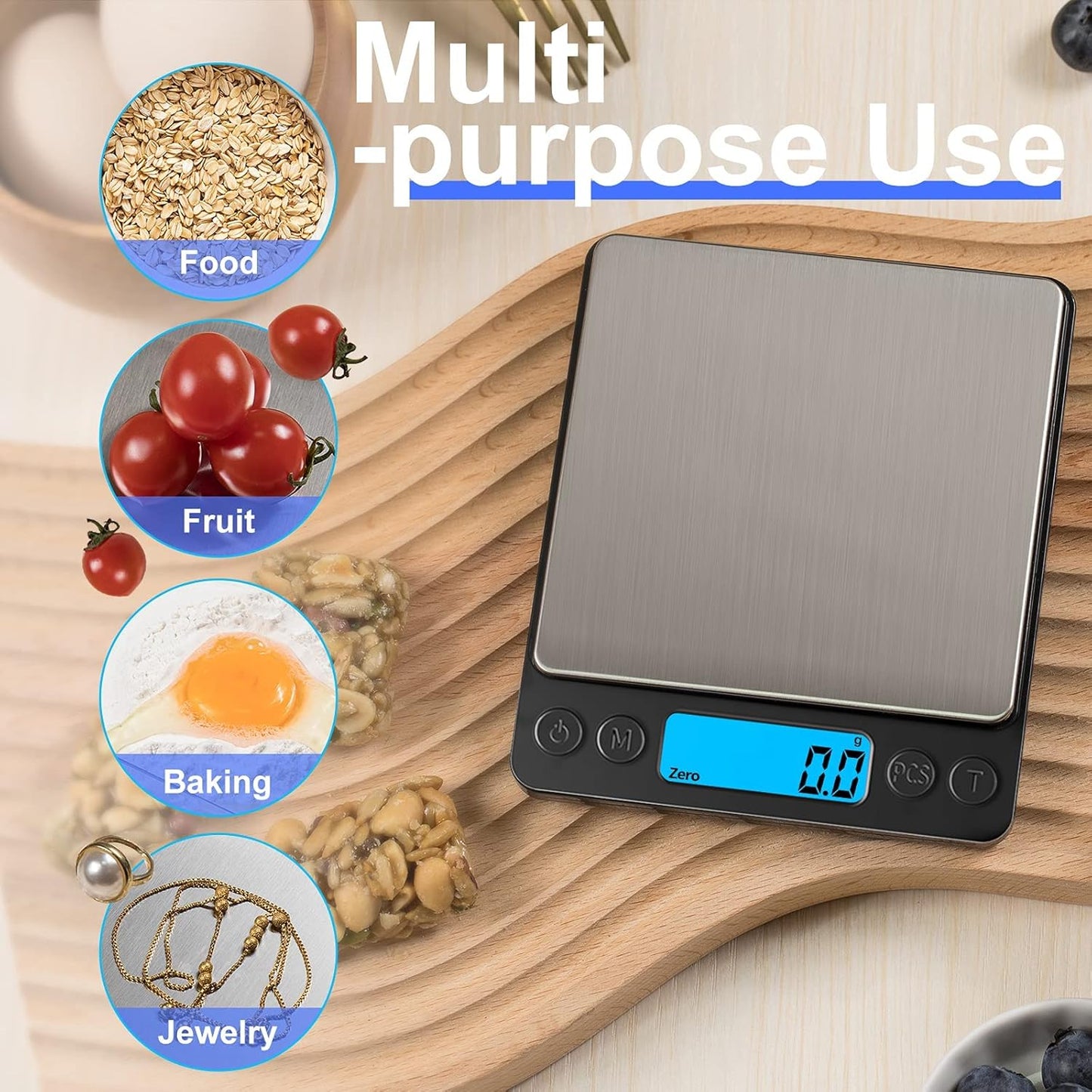 YONCON Digital Food Kitchen Scale - High Accuracy 3000g/0.1g Mini Pocket Scale with LCD Display & Tare Function