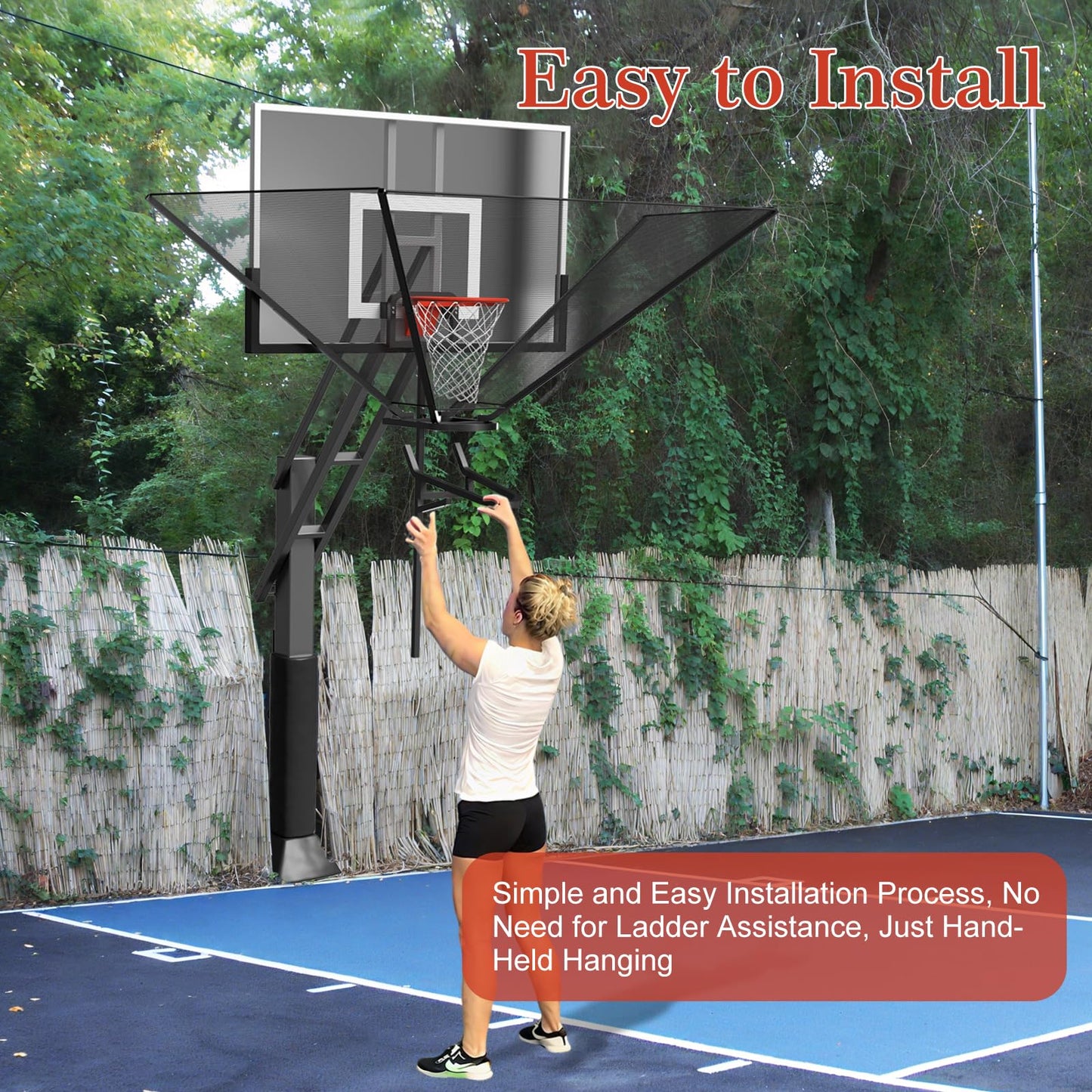 Basketball Rebounder Net Return System Machine Portable Suspended Shooting Basketball Rebounder Device Heavy Duty Basketball Training Equipment with 360°Rotating Track for Continuous Solo Practice