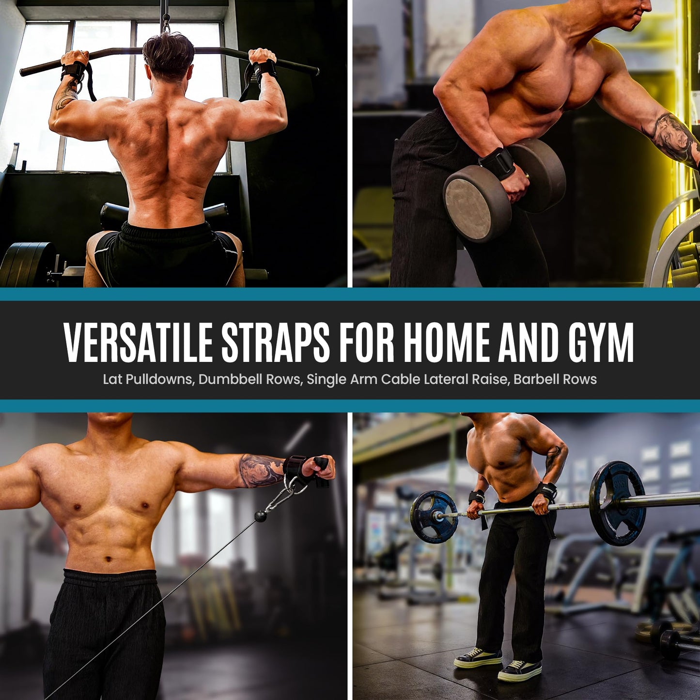 Weight Lifting Straps With D Rings, Padded Lifting Wrist Straps for Weightlifting, Non-Slip Gym Straps for Deadlift, Powerlifting, Cable Machine Workout, Lifting Strap for Gym Strength Training