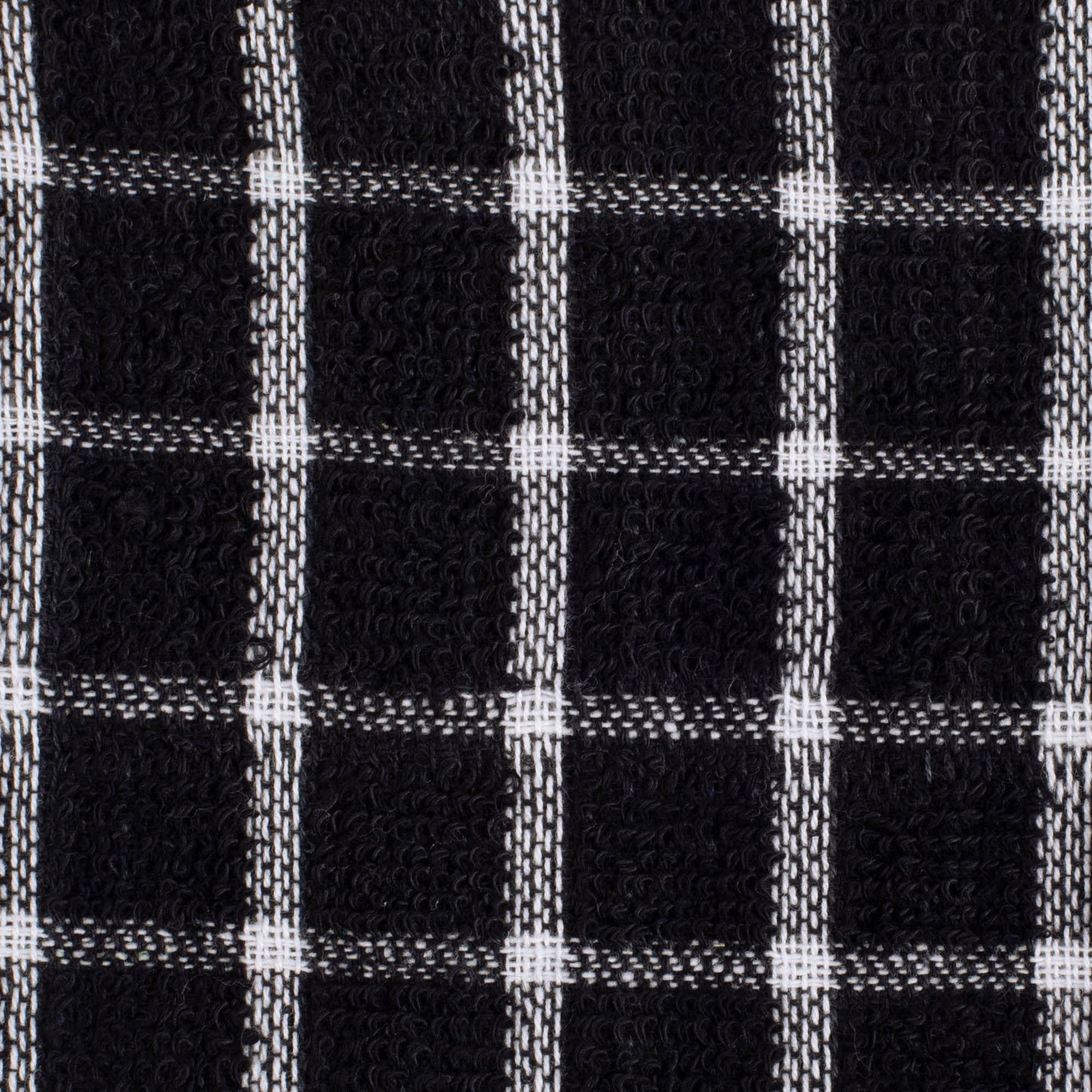 DII Basic Terry Collection Windowpane Dishcloth Set, 12x12, Black, 6 Piece