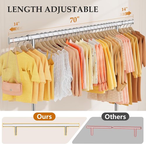 Gewudraw Heavy Duty Clothes Rack - Adjustable Portable Garment Rack with Sturdy Wheels & Shelves | 630 lbs Capacity, Chrome Stainless Steel
