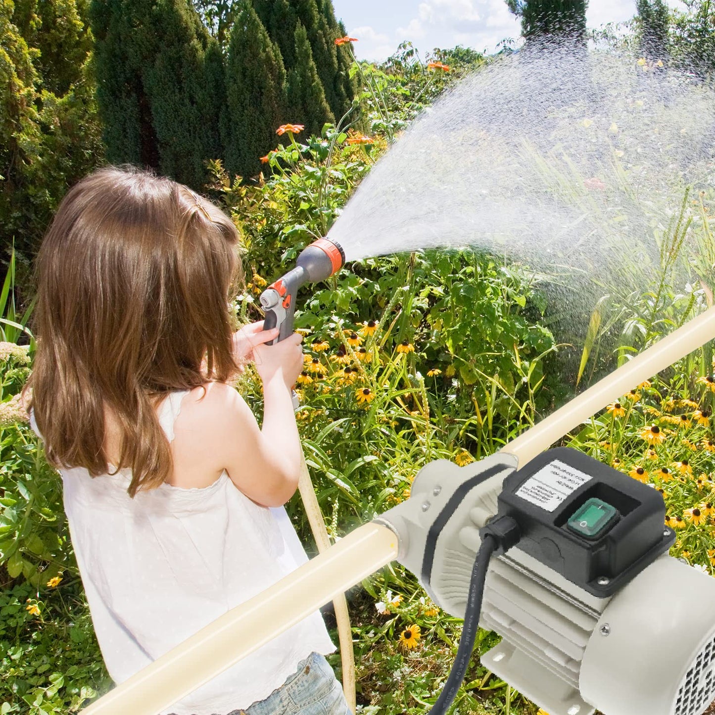 FlowFluid Pressure Diaphragm 110v Electric Self Priming Transfer Draining Irrigation Urea Pump Industrial Useful Large Flow Jet,Recirculating Inline Water Booster Pump for Garden,Agricultural,Pool.