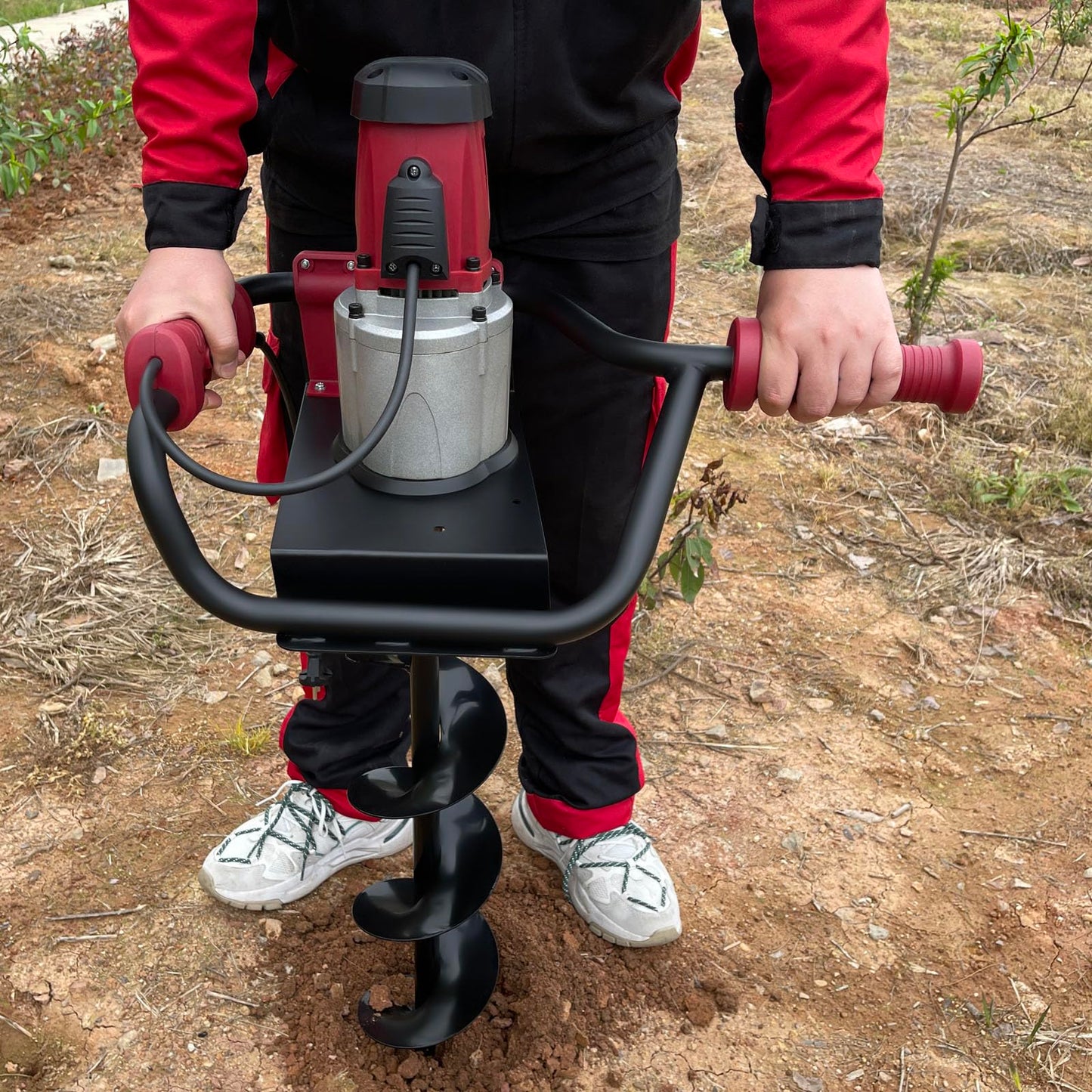 Post Hole Digger 1500W Earth Auger Hole Digger Electric Post Hole Digger w/4" & 6" Auger Bits Set for Fence Garden Farm Plant