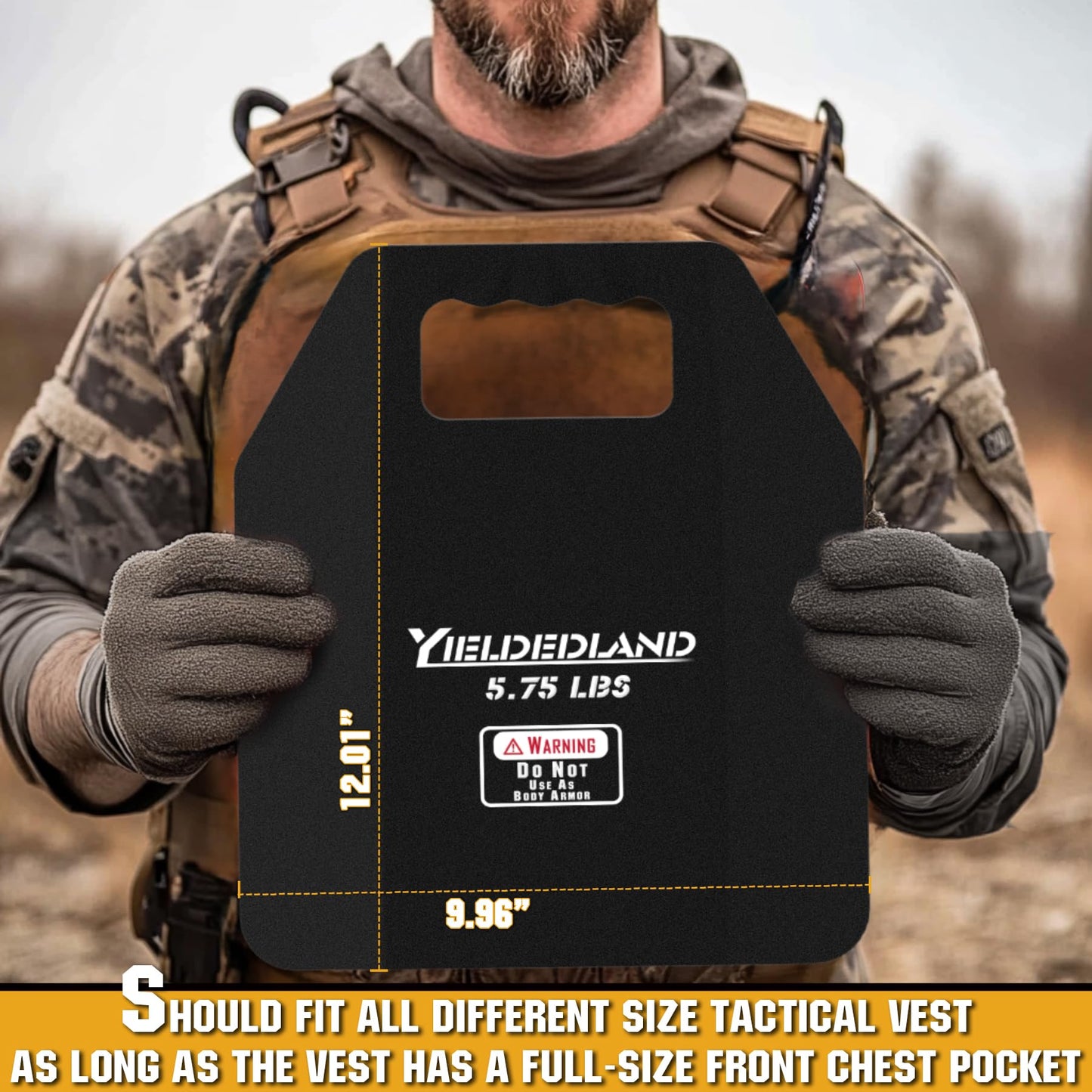 YIELDEDLAND Weight Vest Plates 5.75/8.75LB Pairs - Strength Training, Running, Heavy Workouts (Black, 5.75LB Plate)