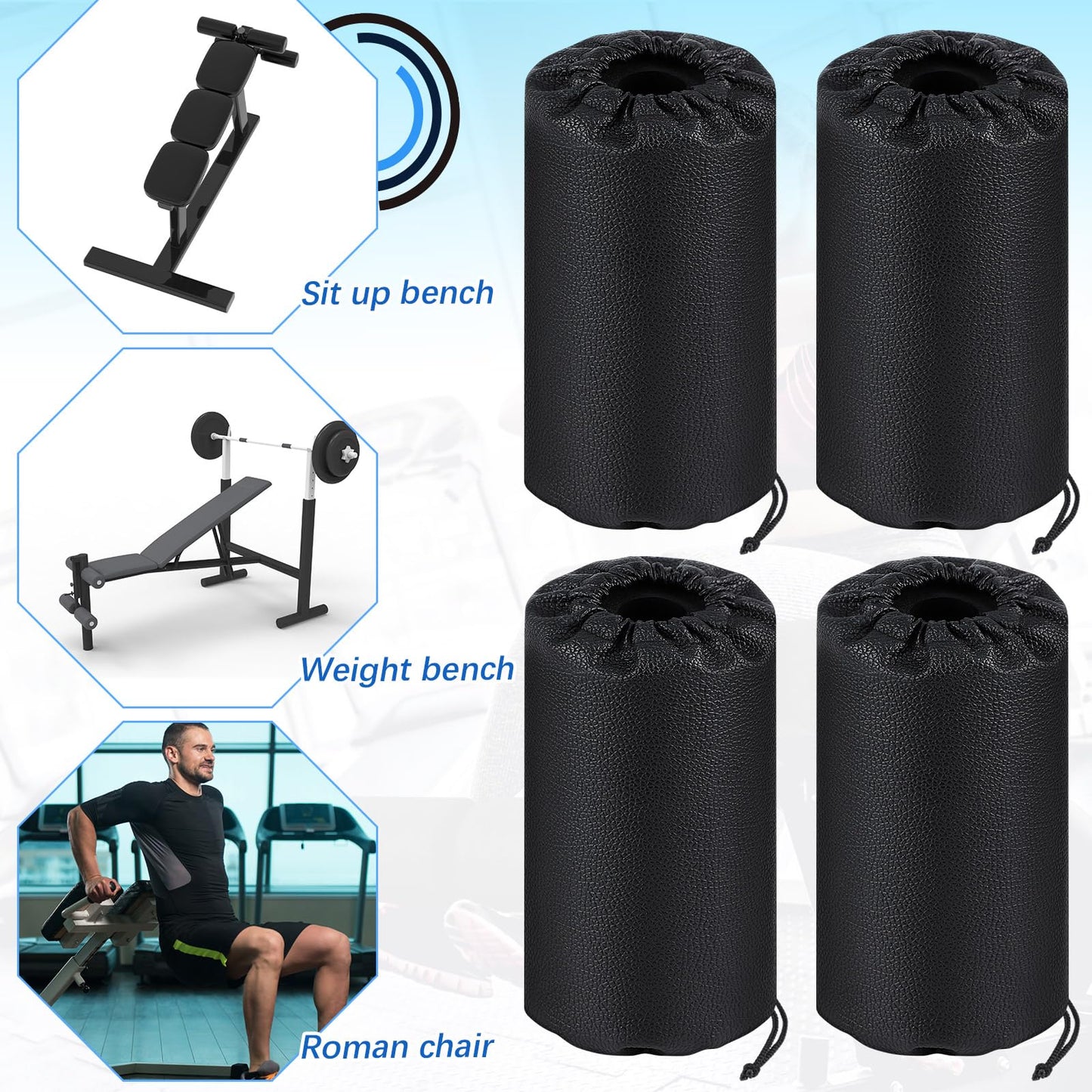 Hollowfly 4 Pcs Foam Foot Pads Foam Roller Pad Replacement for Weight Bench Inversion Table and Gym Exercise Equipments(7 x 3.5 x 0.8 Inches)