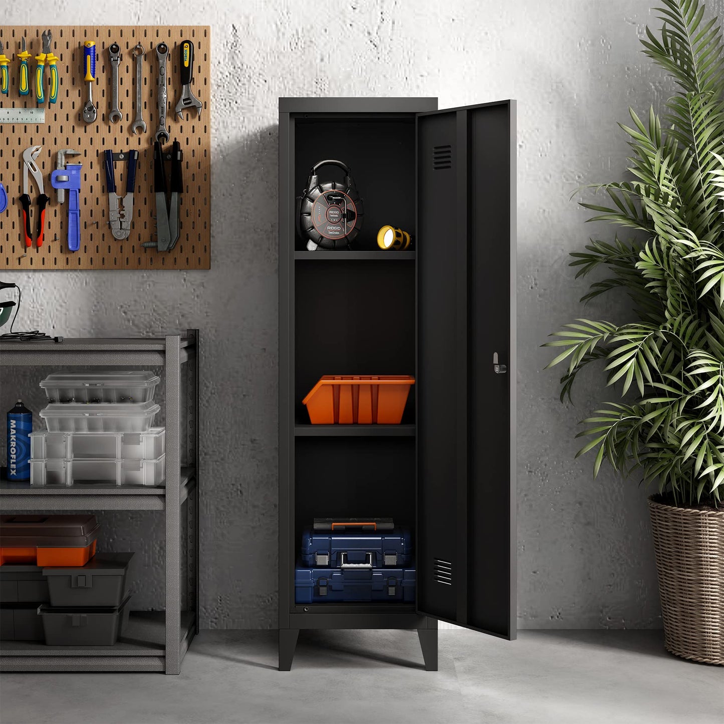 MIOCASA Metal Cabinet Home Office Storage Cabinets with Doors and Shelves Lockable File Cabinet Organizer Coat Lockers for Kids