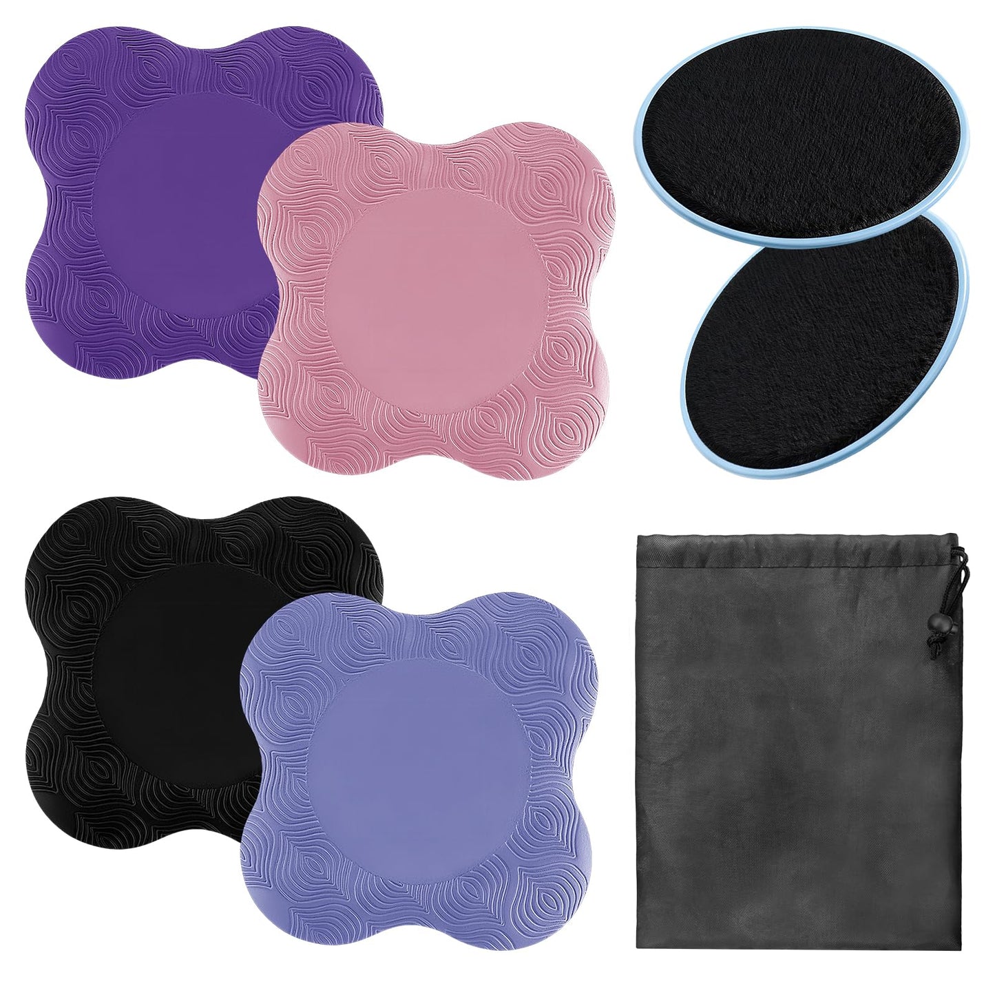 4 Pack Yoga Knee Pads Mat Setyoga, Comfortable Yoga Kneeling Mat for Knees Elbows Wrists and Head Unisex Support Foam, 4 Pack Mixed Colors