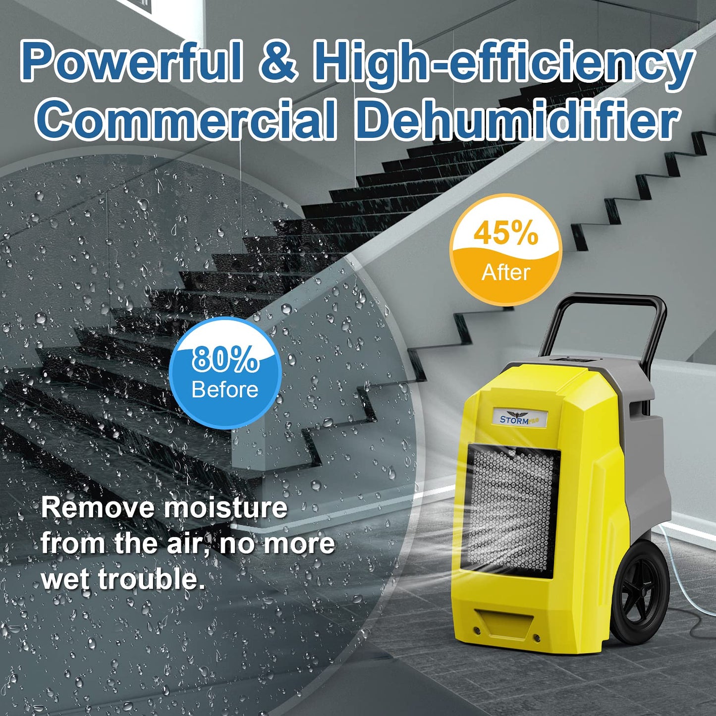 ALORAIR 180 Pints Commercial Dehumidifier with Pump Drain Hose, Smart Wi-Fi Dehumidifier for Large Basement, Industrial or Commercial Space, Smart Wi-Fi, 6 Years Limited Warranty