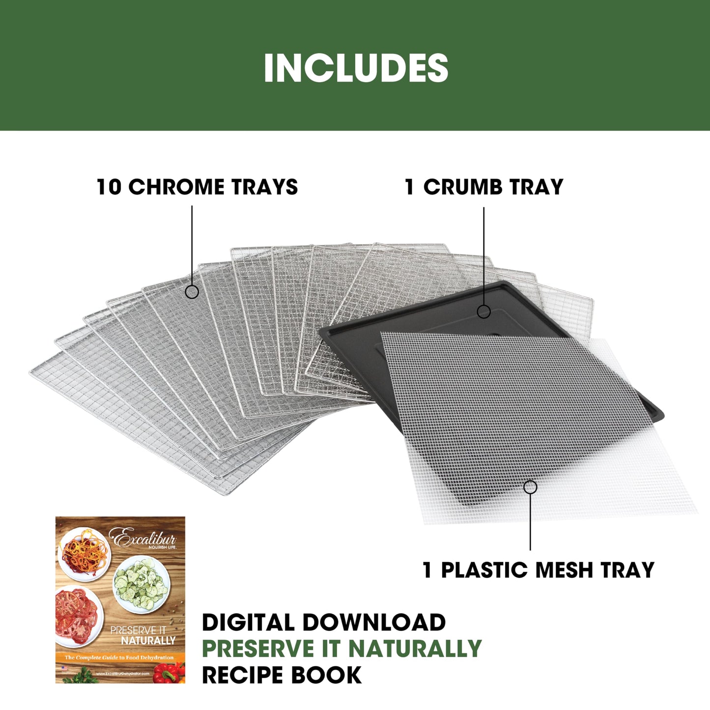 Excalibur Food Dehydrator 10-Tray Select Series for Jerky, Fruit, Vegetables, Herbs, Pet Treats, Stainless Steel with Glass Doors and 60 hour digital timer, 10-Tray, Black