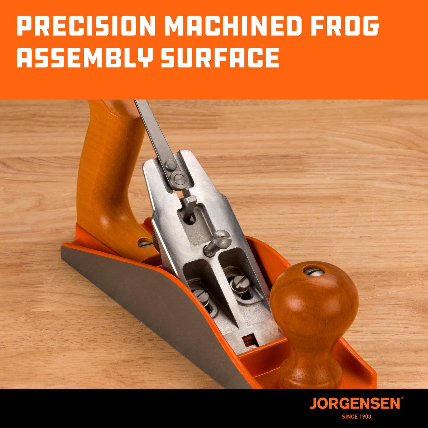 JORGENSEN No.4 10" Wood Plane , Hand Plane for Woodworking, Professional Smoothing Plane for Trimming, Craft - Hand Plane with Ductile Iron Body, Adjustable Cutting Depth