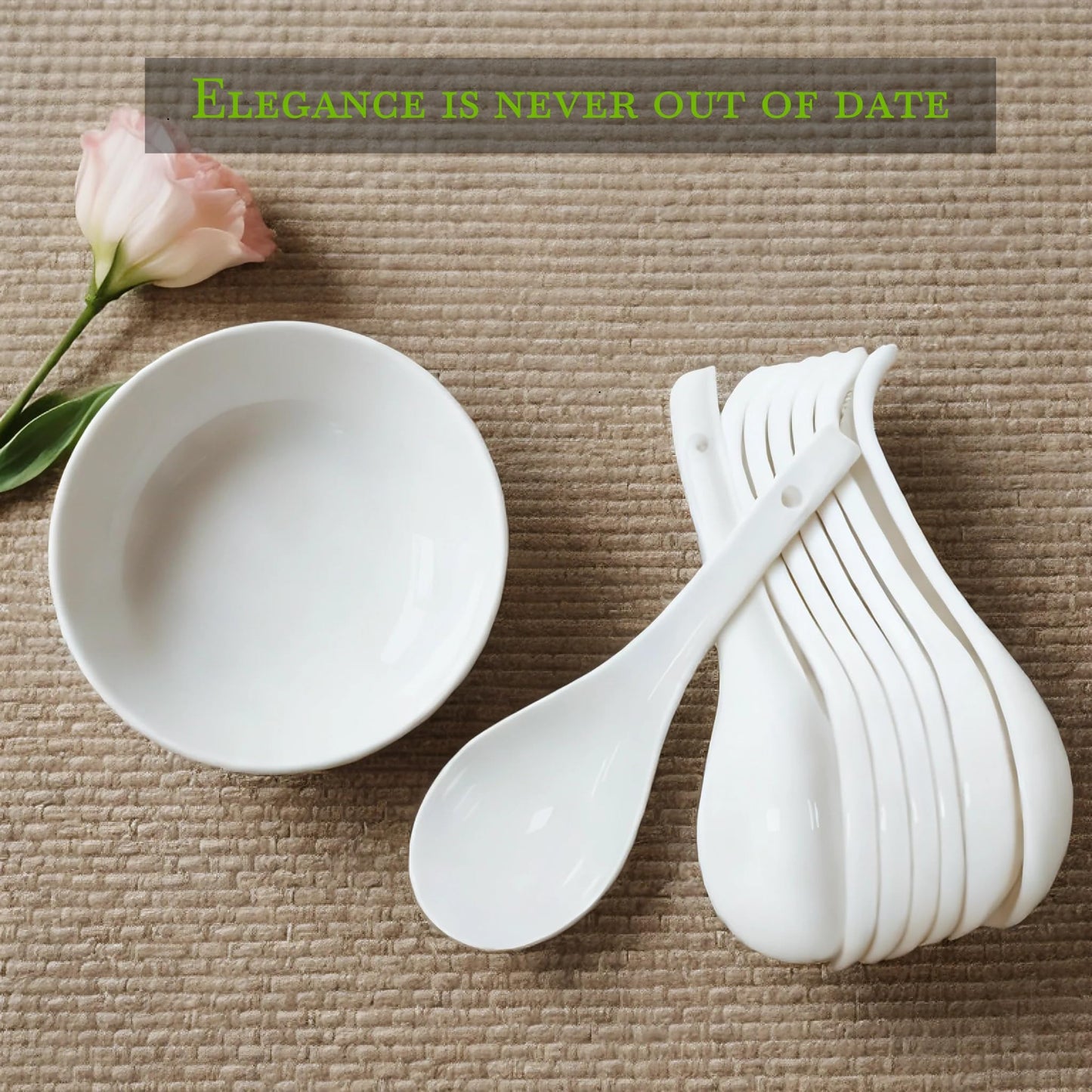 6.75 in Soup Spoons ACANDYL 6 Pcs Asian Soup Spoon Ceramic White Chinese Japanese Soup Spoon for Cereal Ramen Pho Dumpling Wonton Miso Non-Toxic & Dishwasher Safe Deep Oval Hook Design