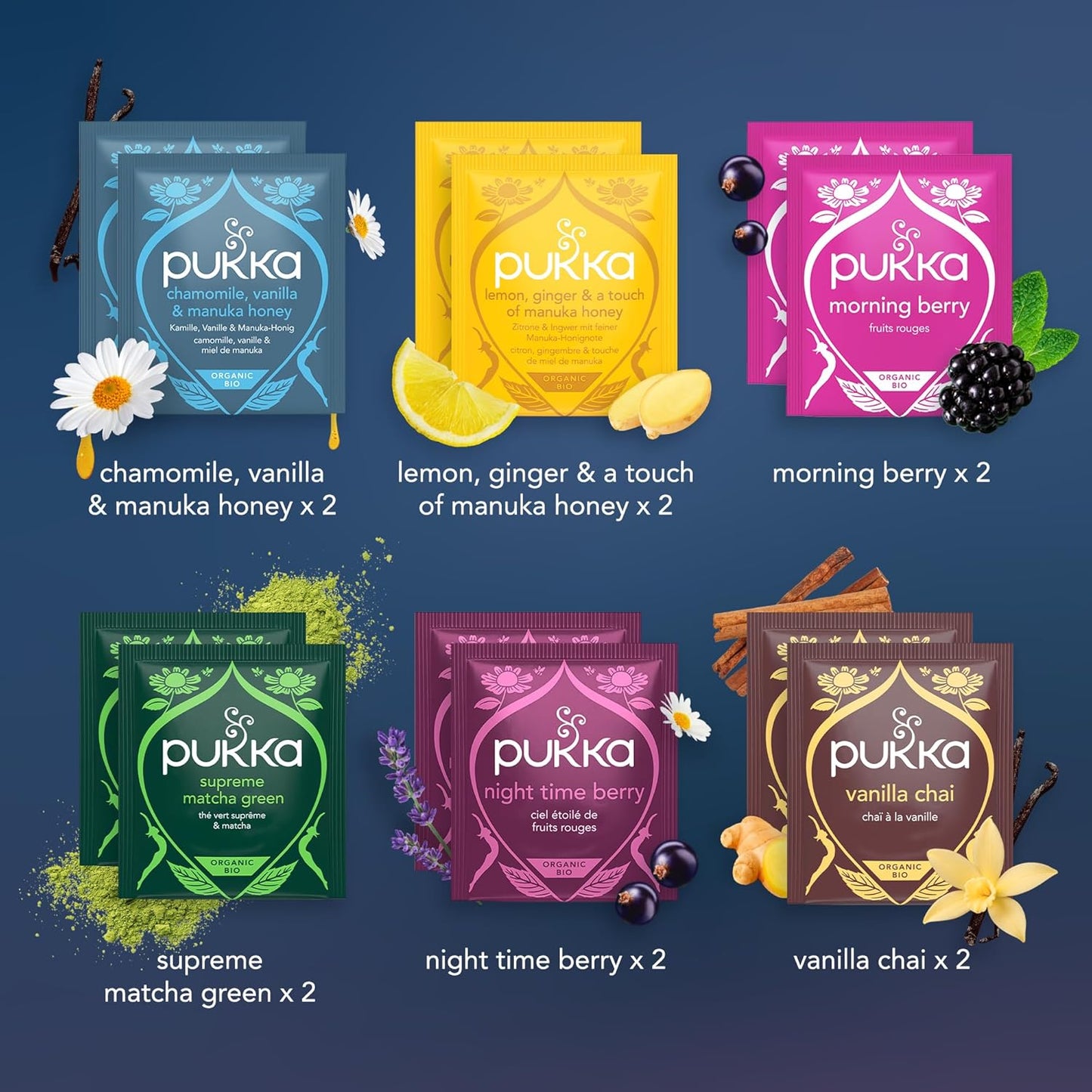 Pukka Christmas Tea Sampler - 24 Organic Black & Green Tea Infusions | Perfect Holiday Gift Set