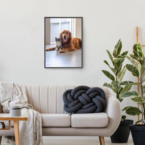 Gentle Deer Custom Canvas Prints - Personalized Photo Gifts with Wooden Frame | 12" x 16" Black