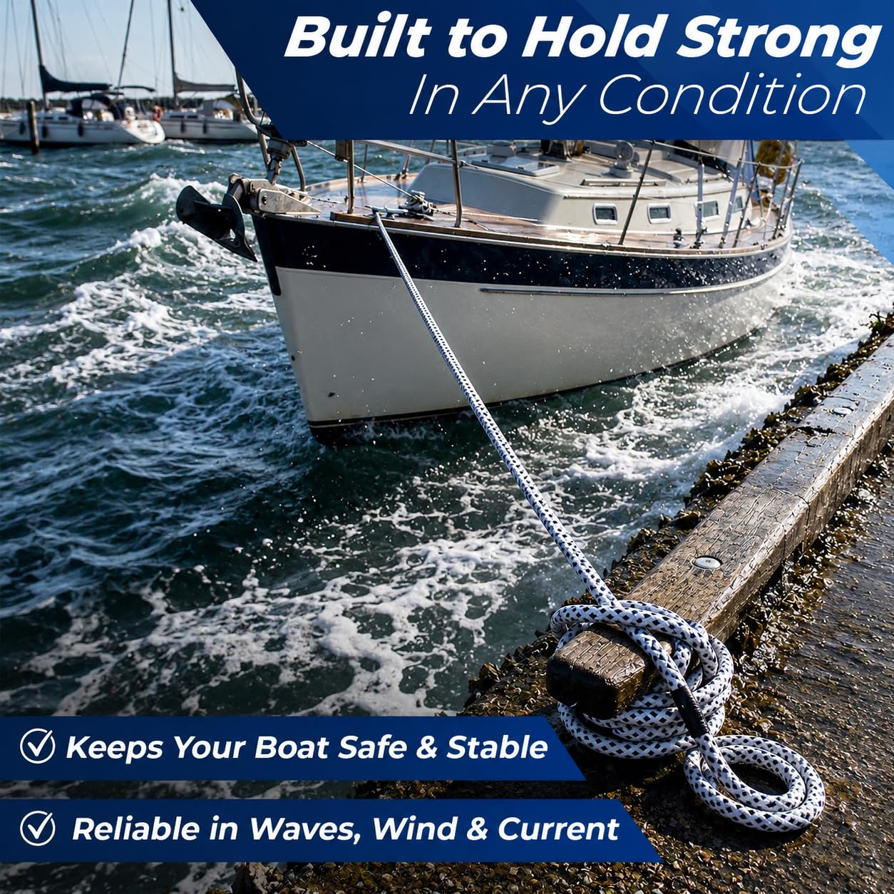 Boat Anchor Line 1/2" x 114 ft for 18–35 ft Boats – Double Braided Polyester Rope with Pre-Spliced Eye & 316 Stainless Steel Thimble, Marine Anchor Rope for Saltwater & Lake Use