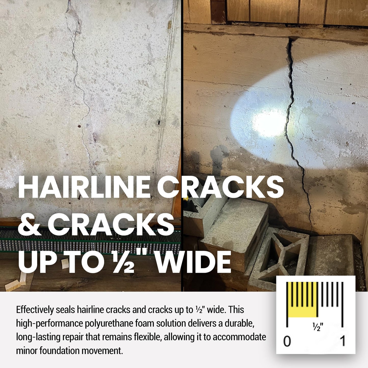 RadonSeal DIY Concrete Foundation Crack Repair Kit (20-ft) - The Homeowner's Solution to Fixing Basement Wall Cracks Like The Pros