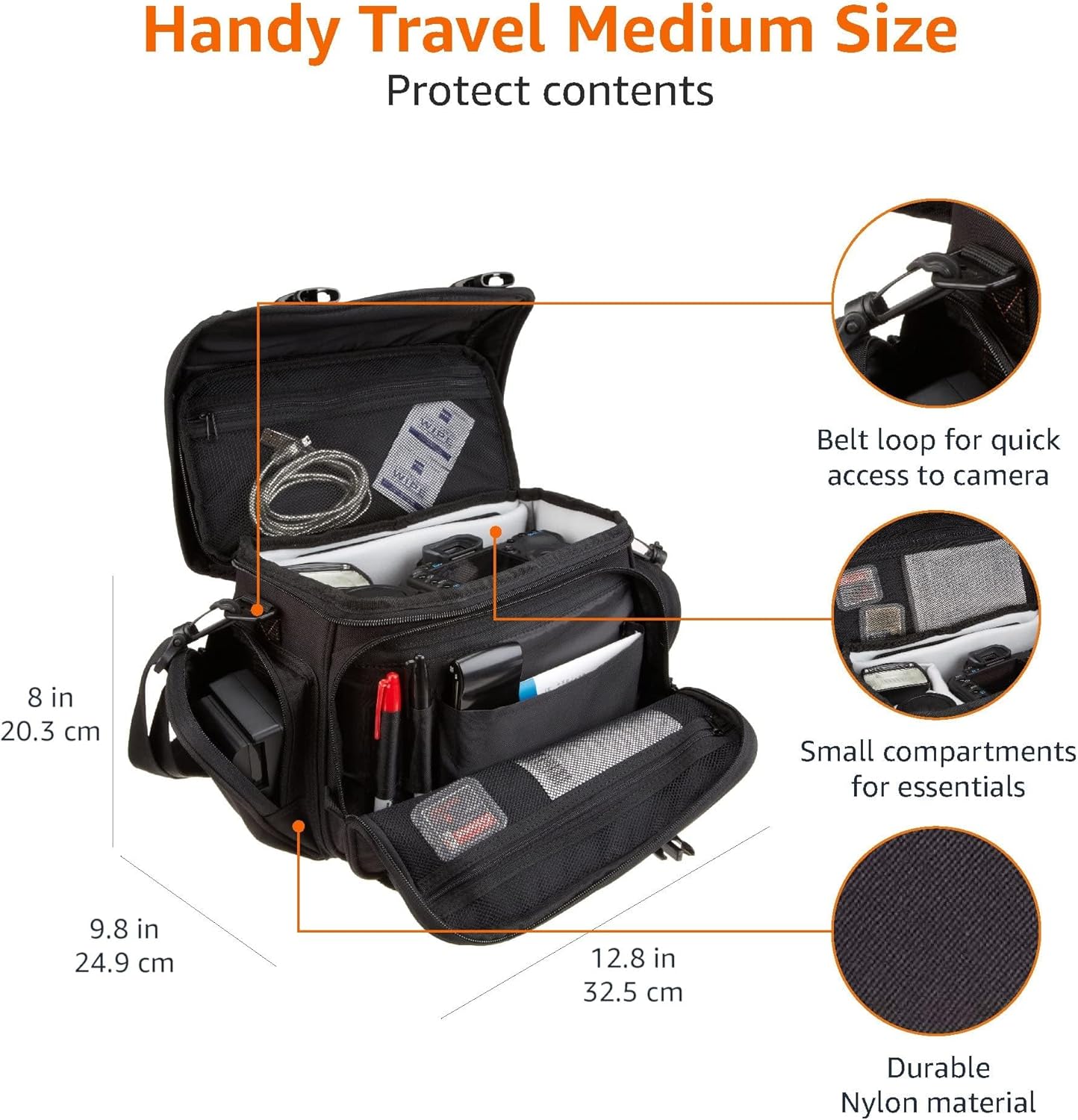 Large DSLR Camera Bag with Grey Interior