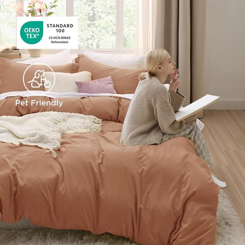 Bedsure King Size Duvet Cover Set - Extra Soft Prewashed Cotton-Like Polyester in Taupe | 3 Pieces with Zipper Closure